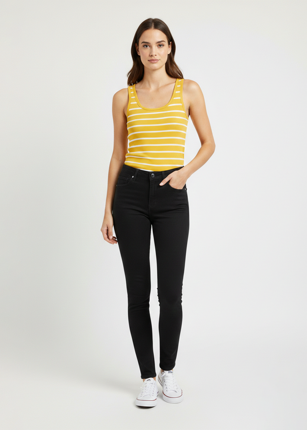 cotton jersey Tank Top in Yellow