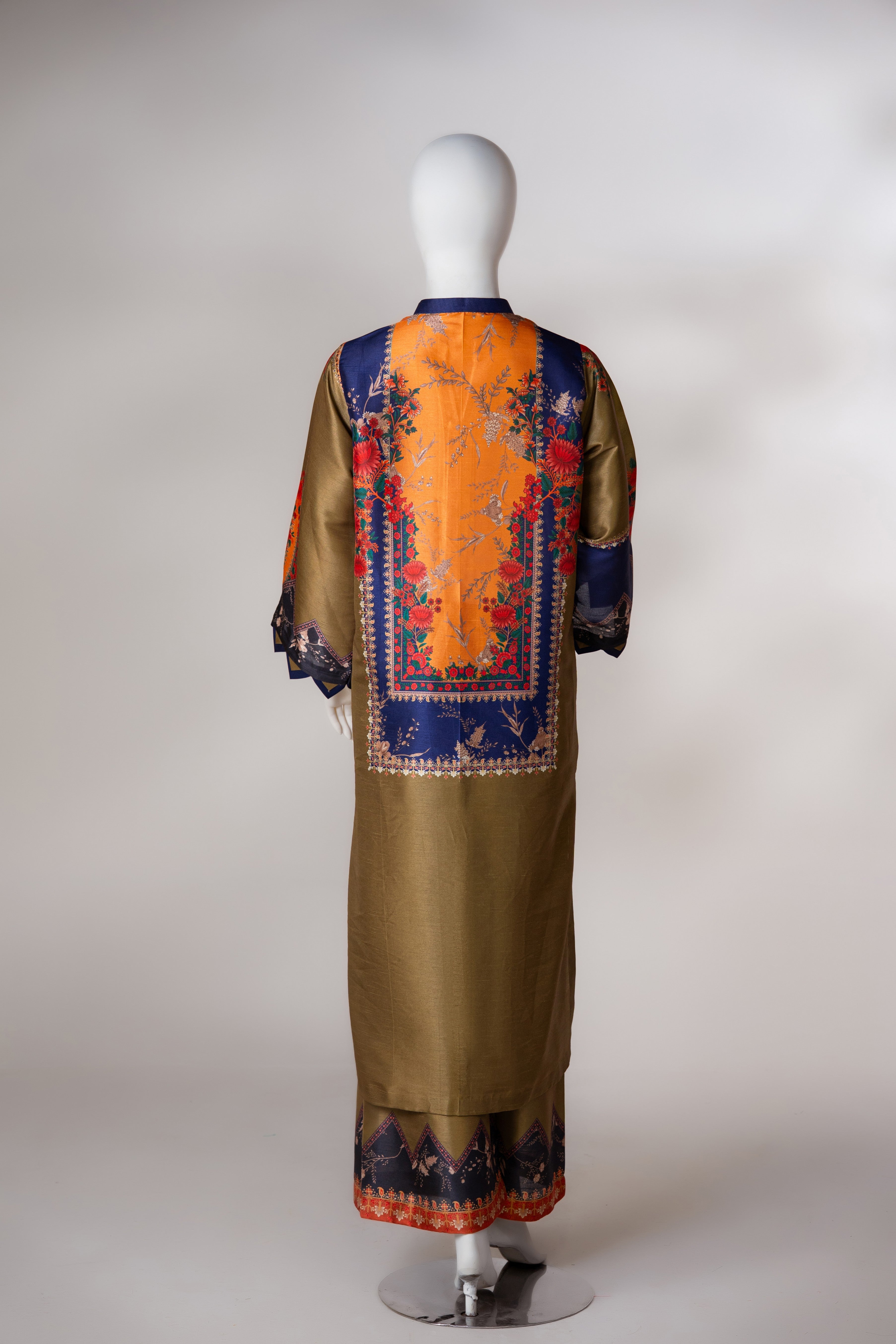 silk Kurta Set in Olive green