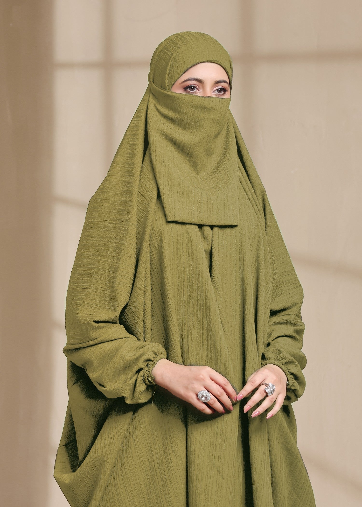 georgette Jilbab in Apple green