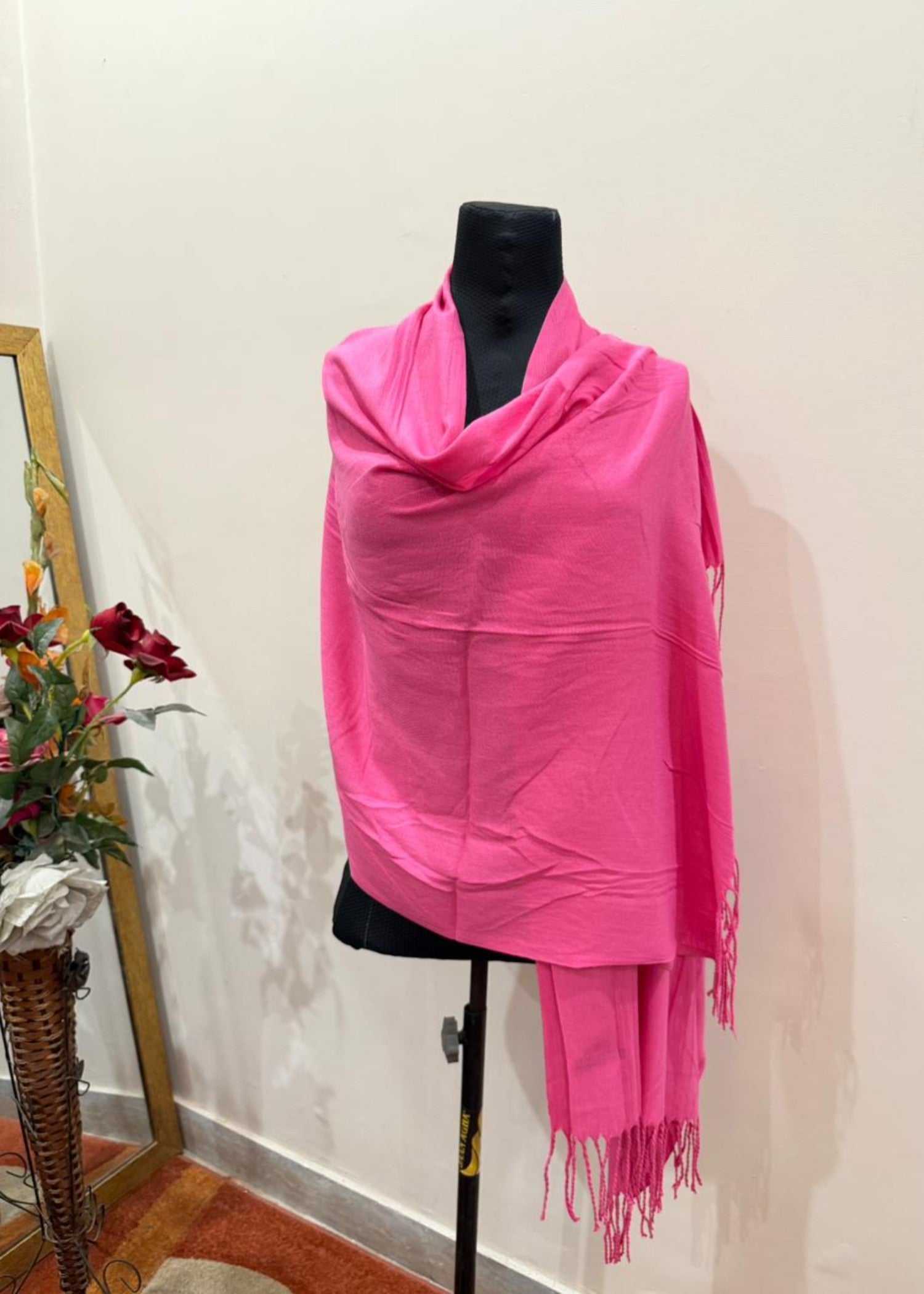 cashmere wool Hijab in Vivid pink