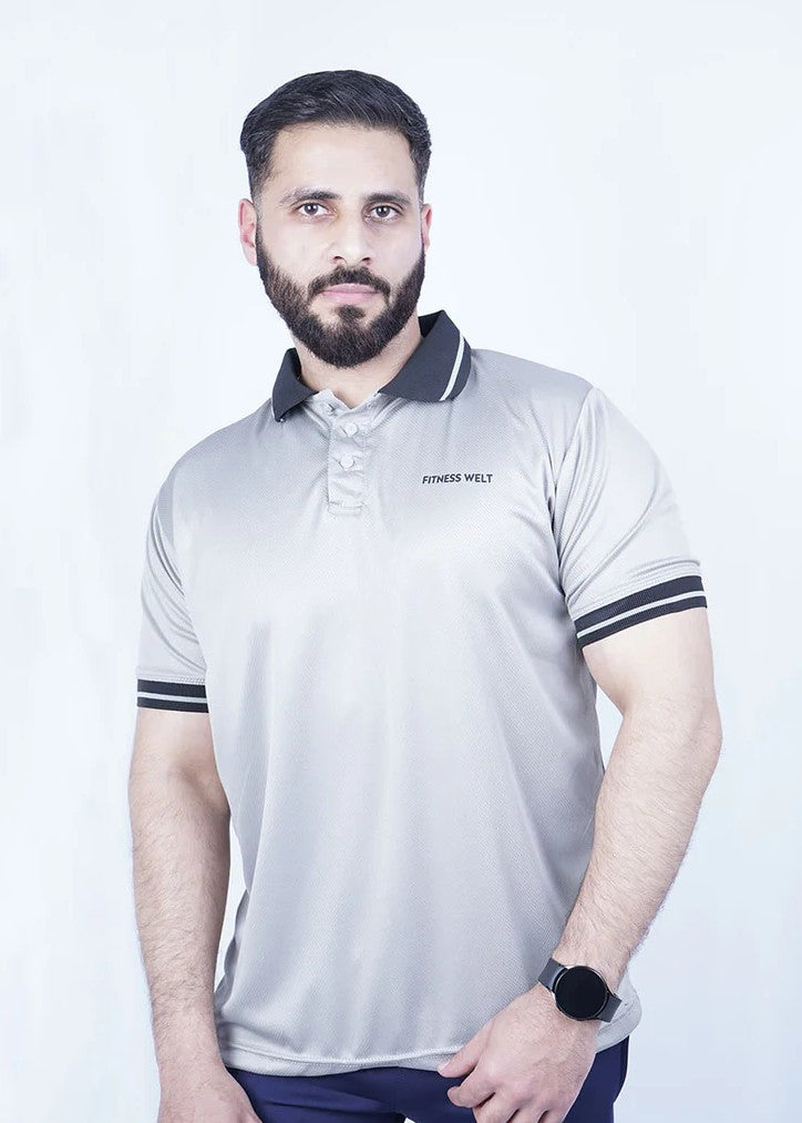 polyester net Polo Shirt in Slate grey