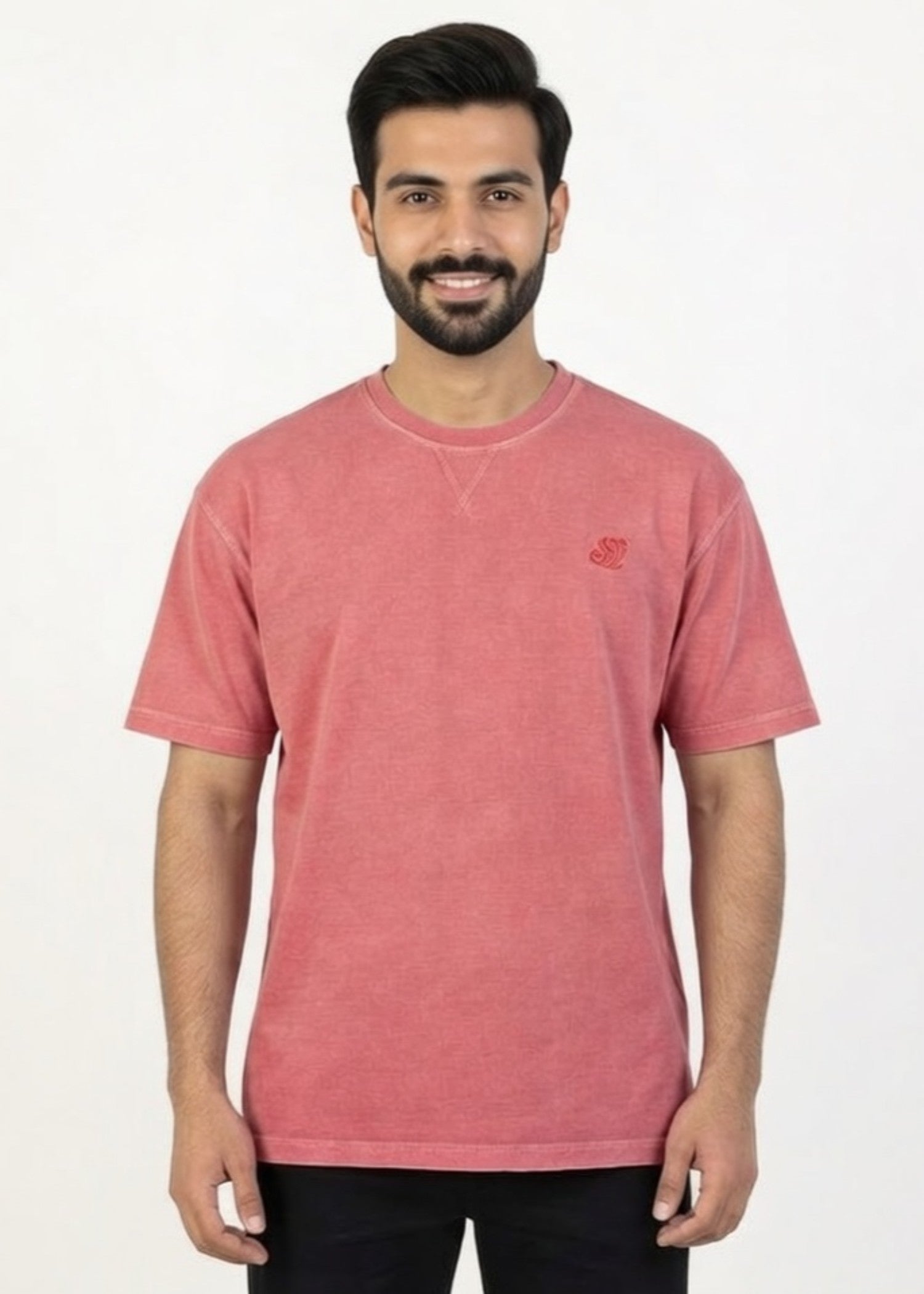 single jersey knit T Shirt in Coral pink