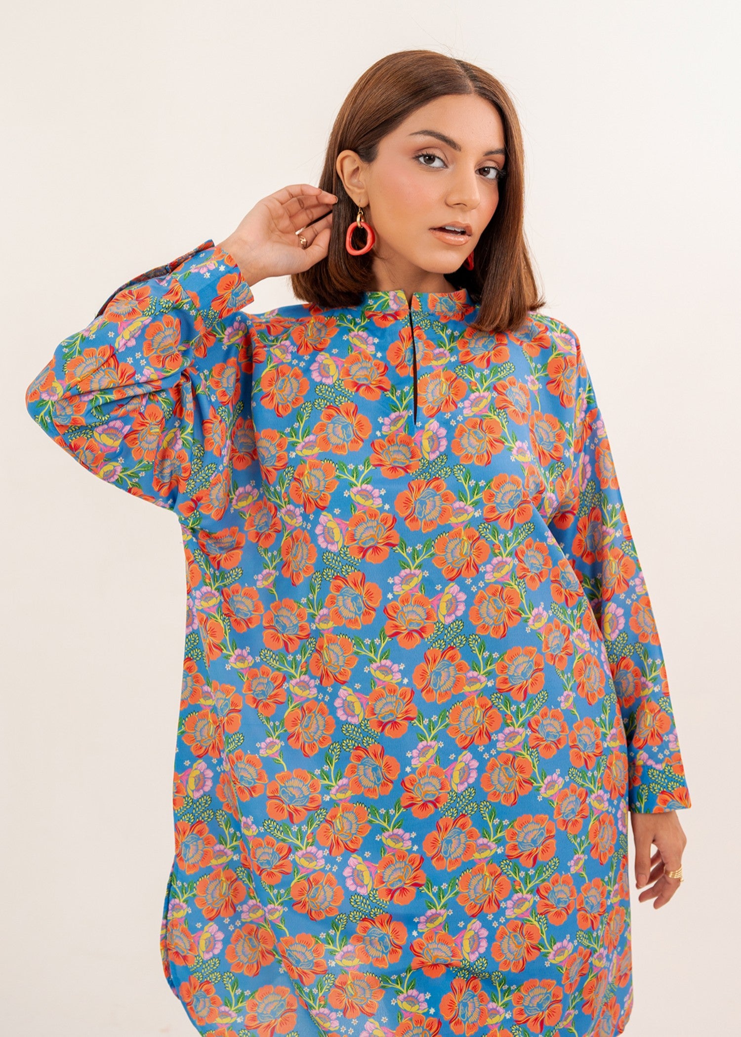 silk finish lawn Co Ord Sets in Blue
