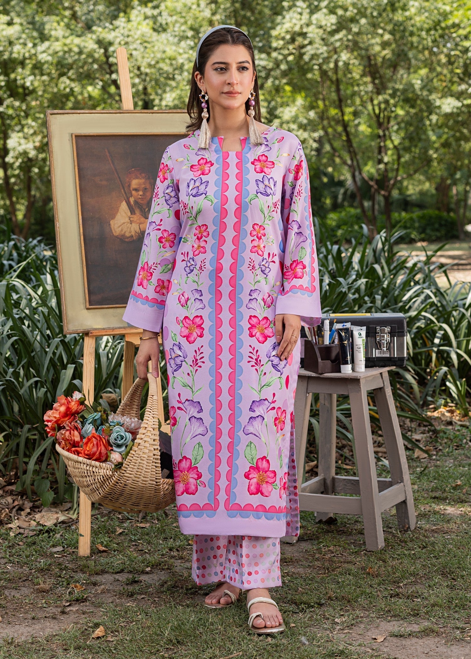 cotton silk Co Ord Sets in Lilac