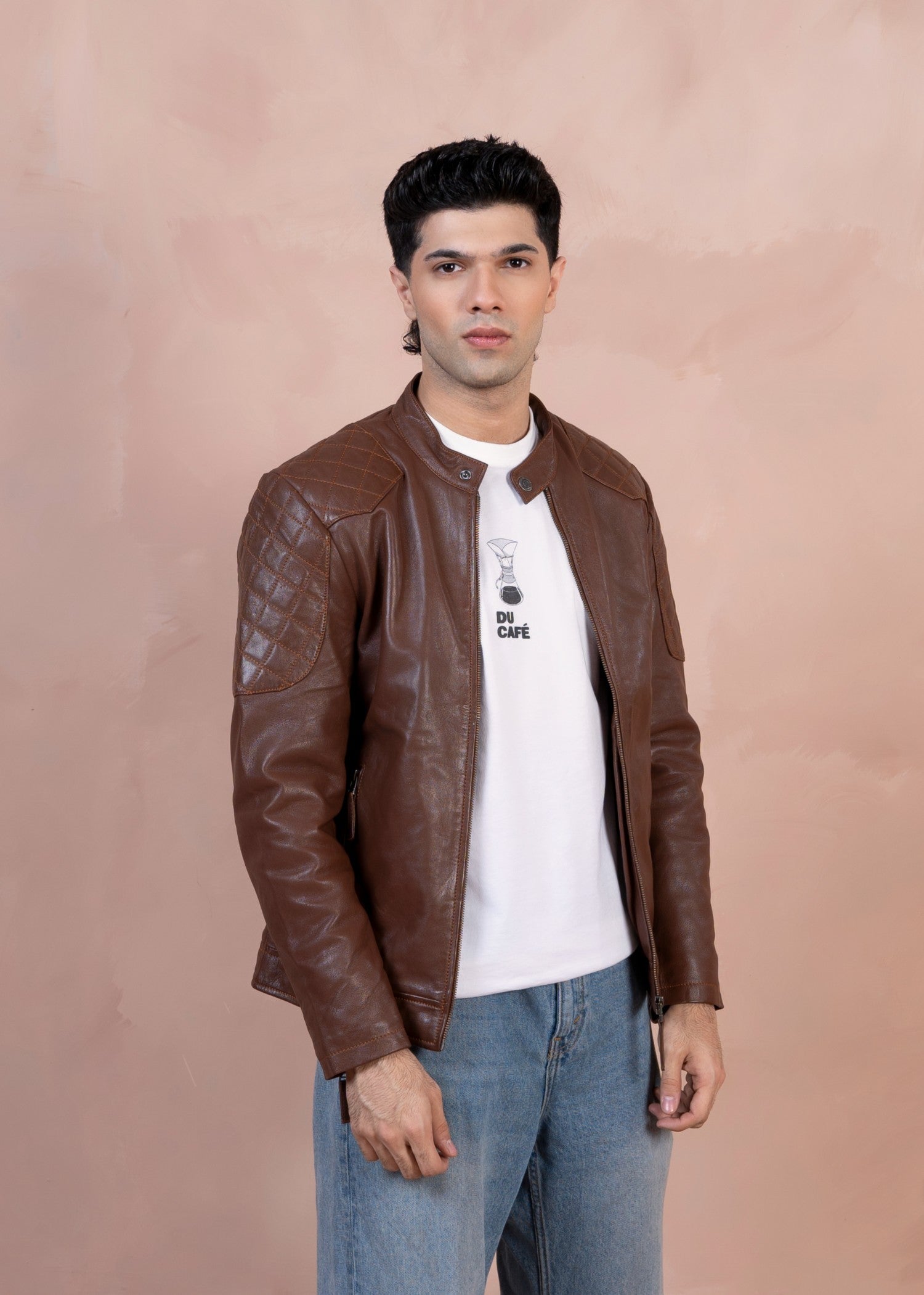 leather Jacket in Chocolate brown