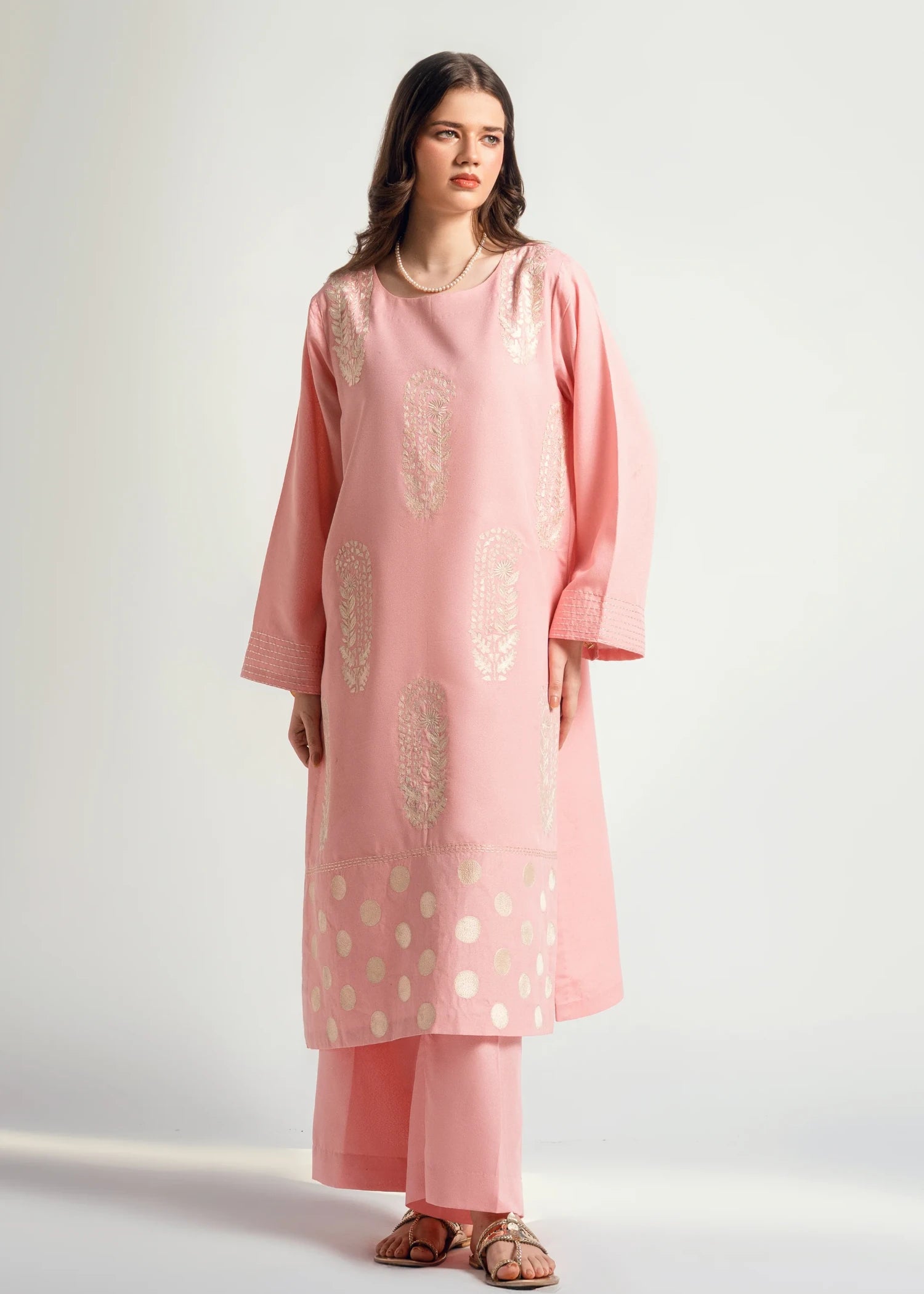 karandi Kurta Set in Pink