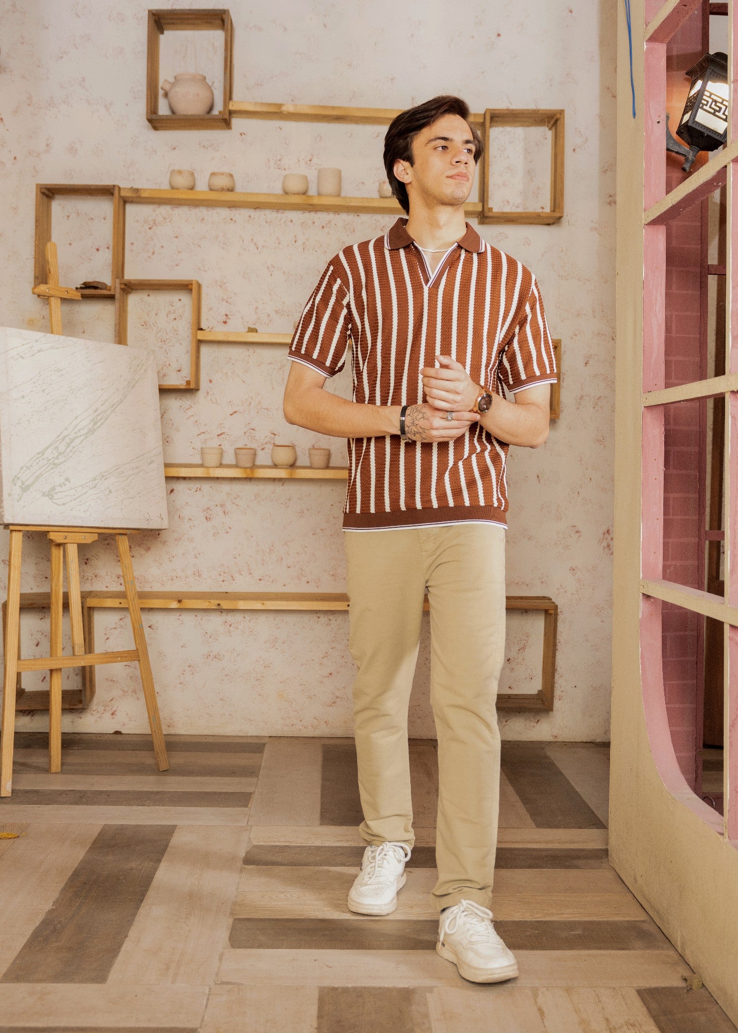 jersey knit Polo Shirt in Brown, tawny brown, rustic brown