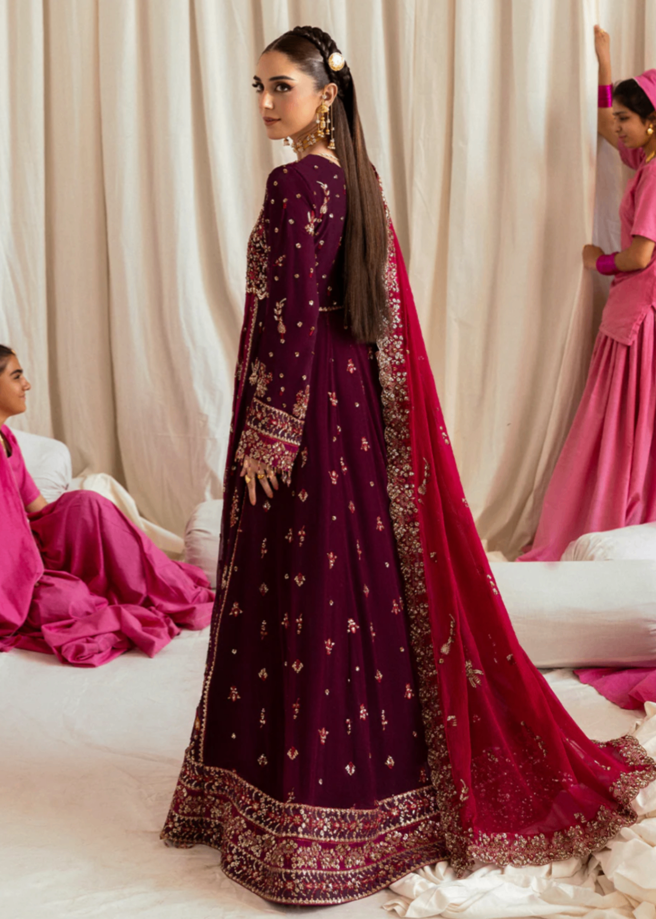 chiffon Unstitched in Burgundy