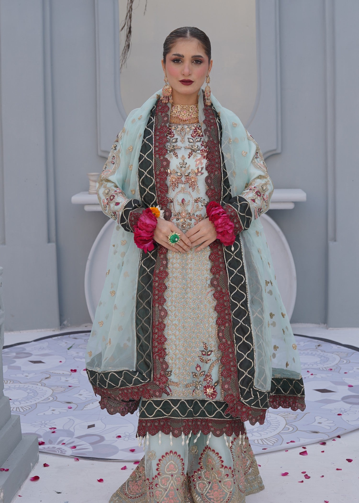 organza Sharara in Aquamarine