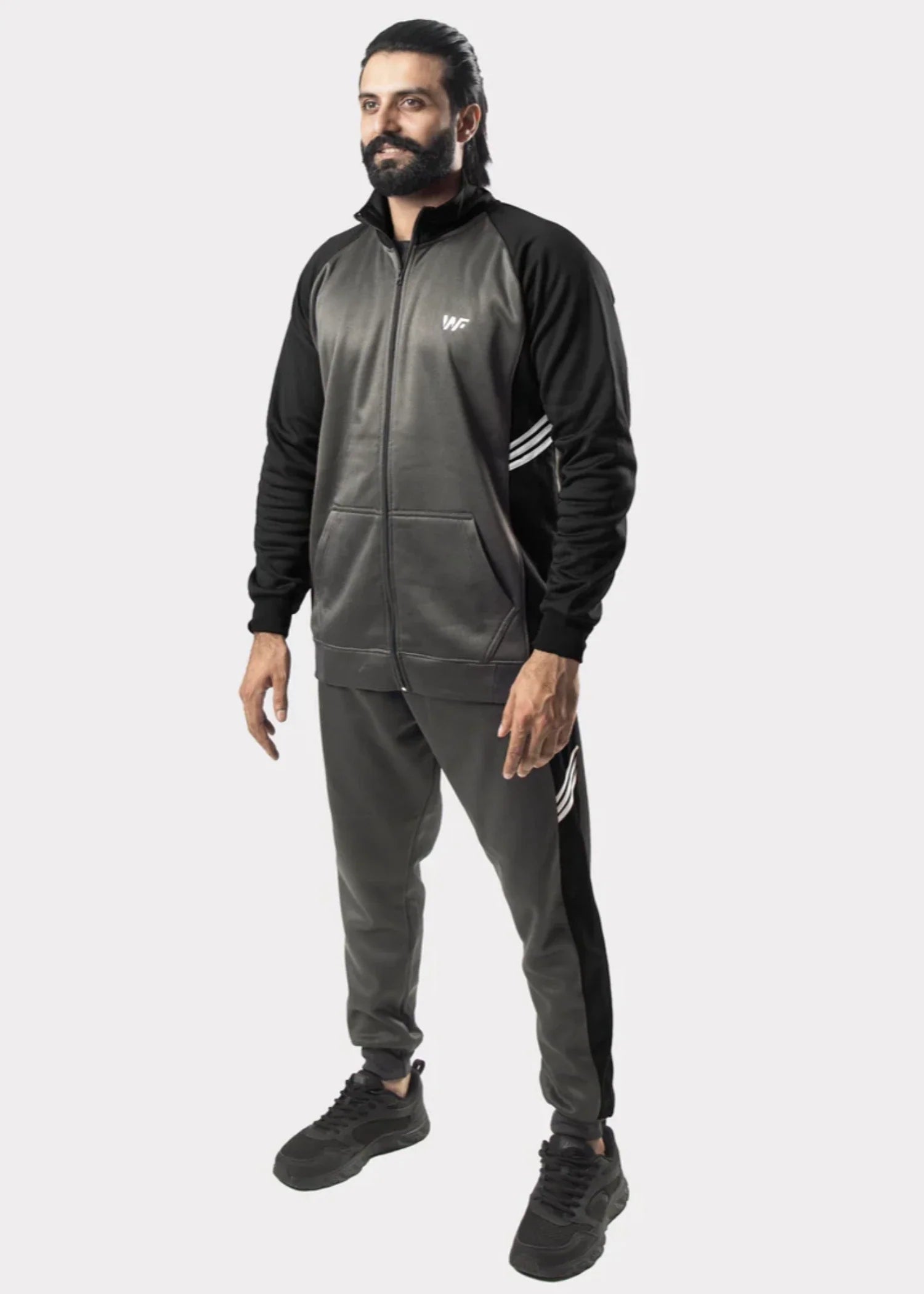 fleece Tracksuit in Black, charcoal black