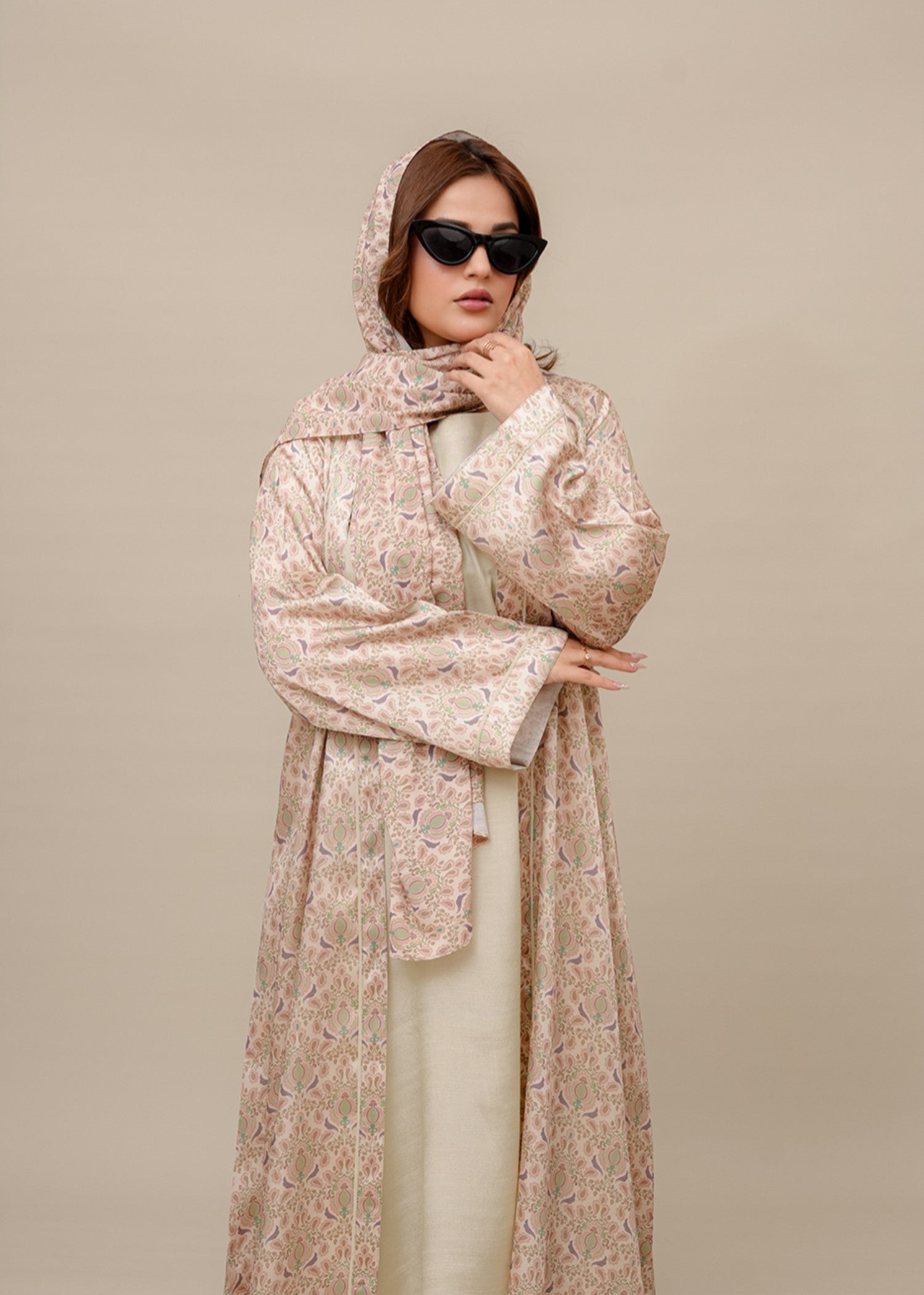 silk Abaya in Cream