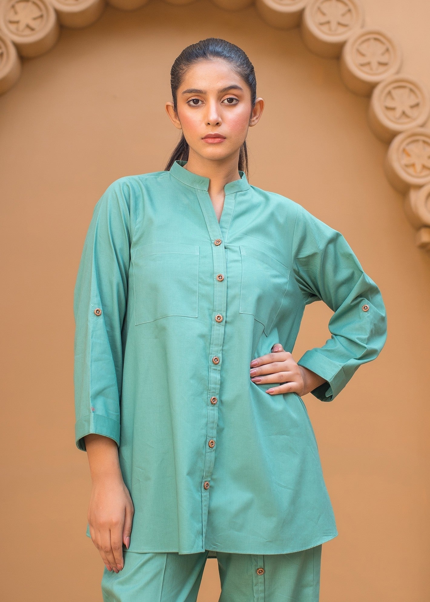 cotton Co ord Sets in Jungle green