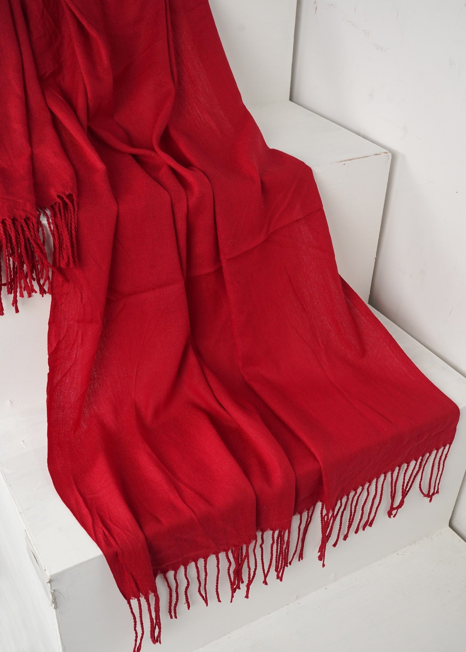 cashmere wool Hijab in Cherry red