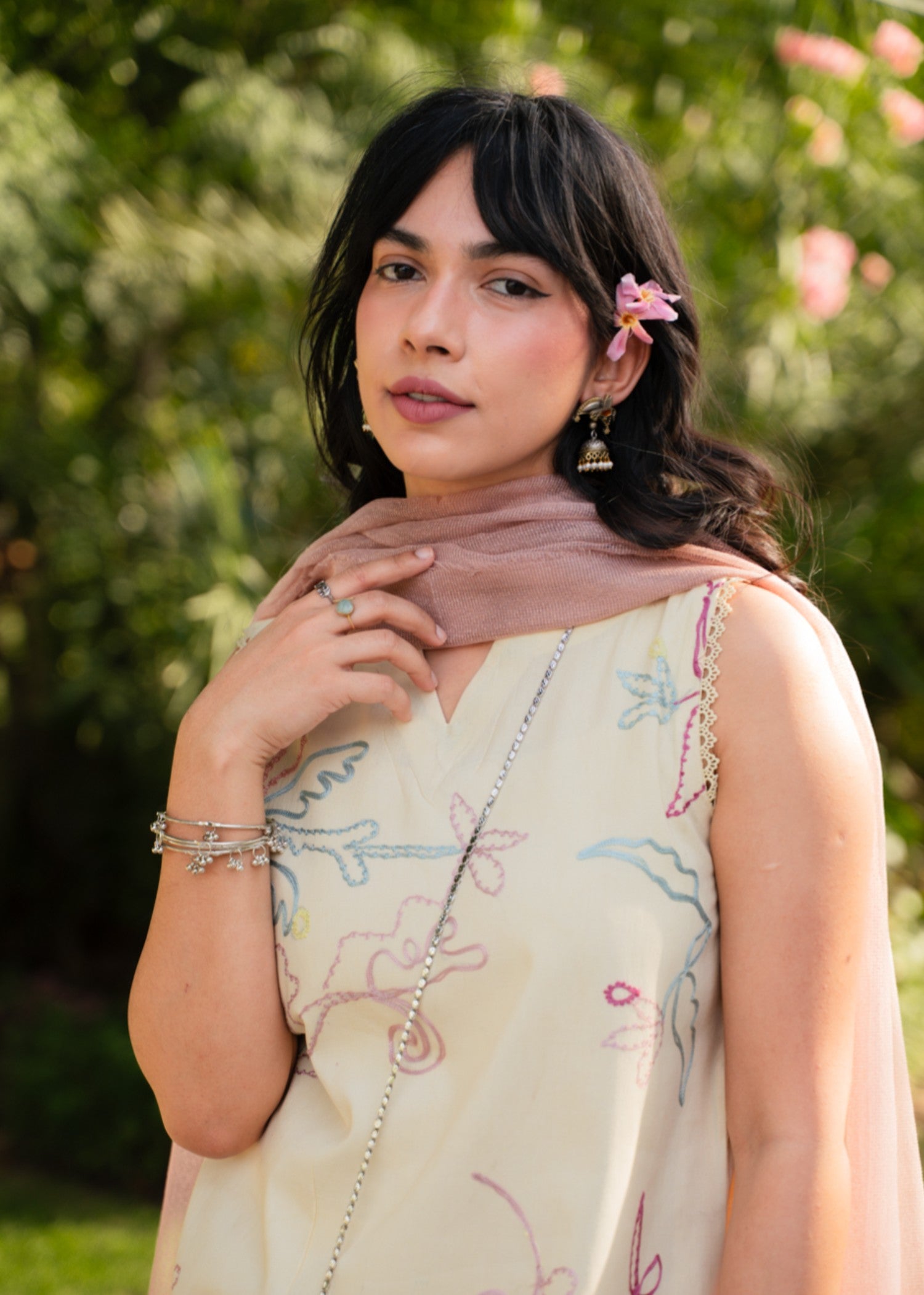lawn cotton Kurta Set in Butter