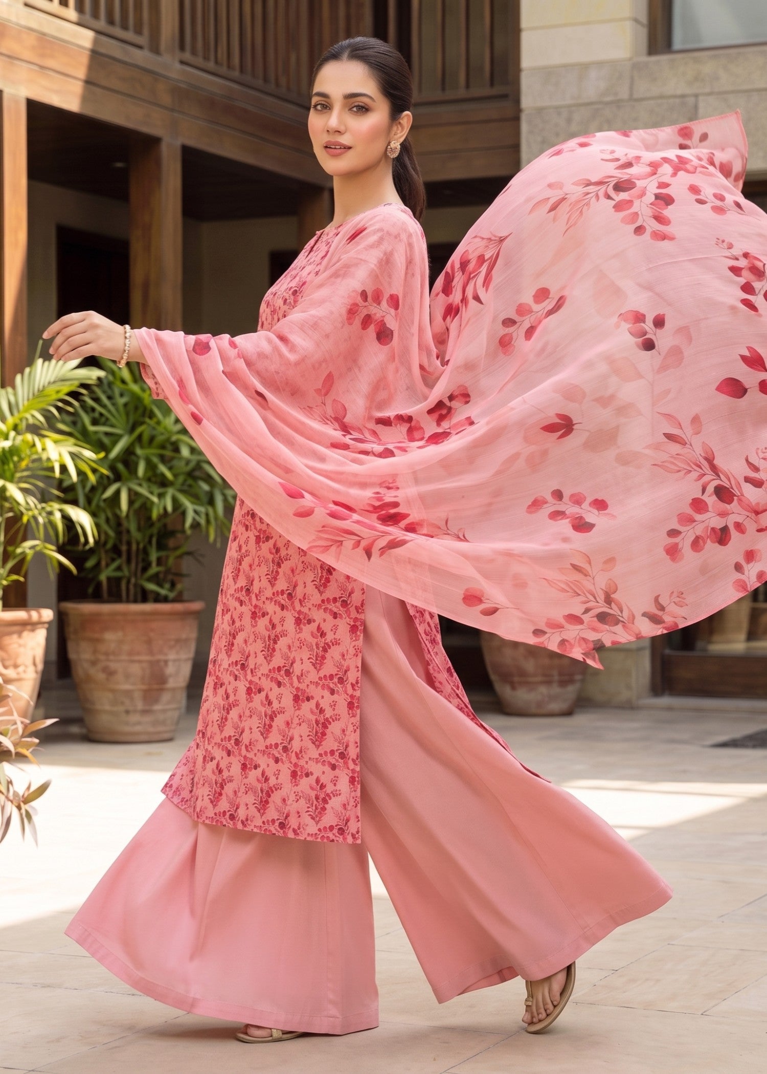 lawn Unstitched in Blush pink