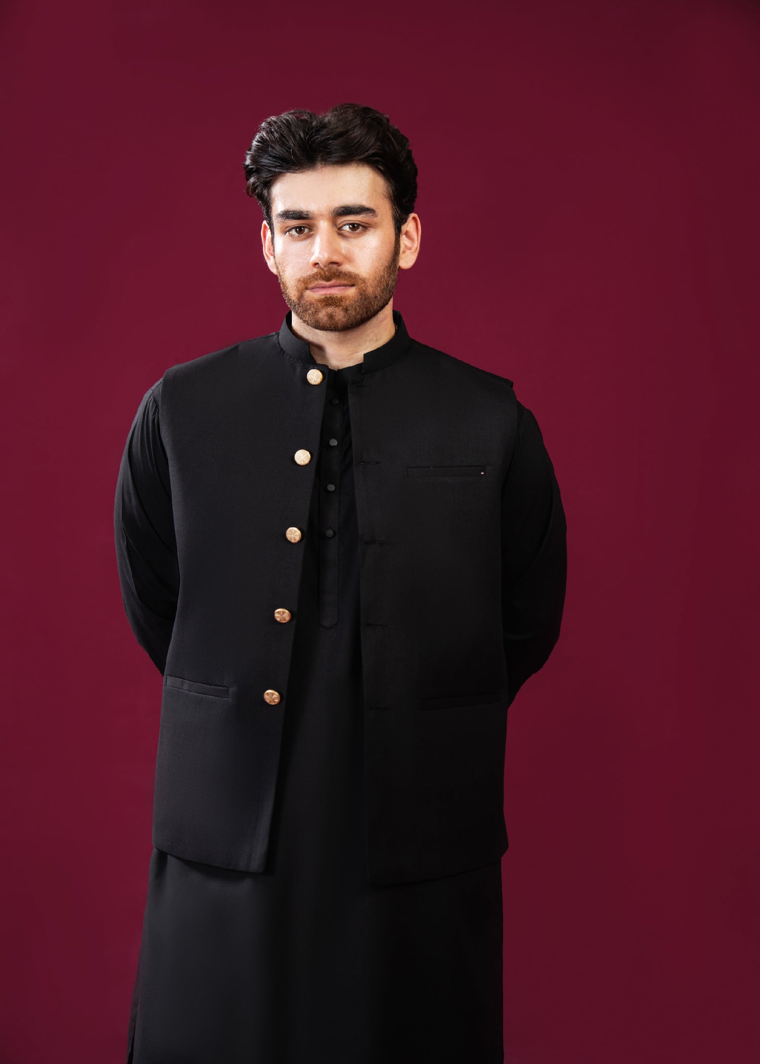 wash & wear Waistcoat in Black by Muraqsh