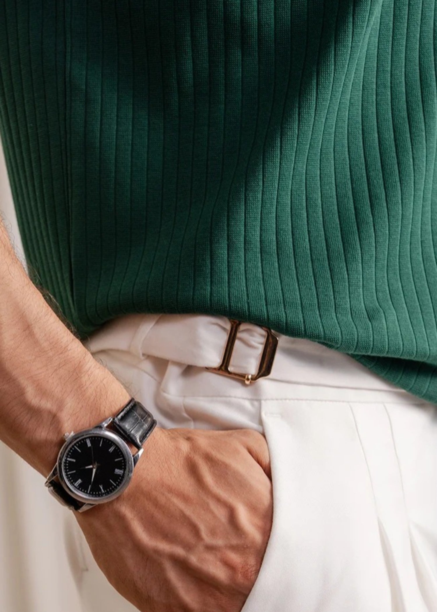 cotton Polo Shirt in Green by Fitted