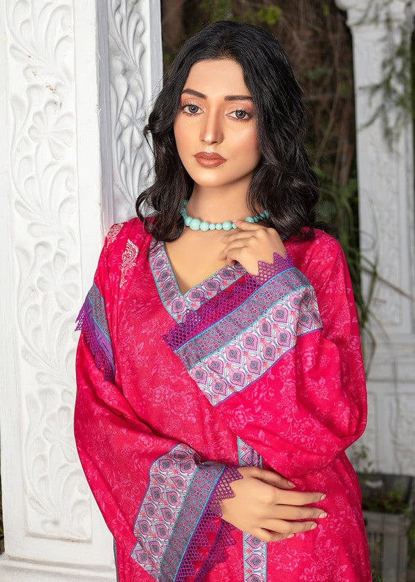 linen Unstitched in Hot pink