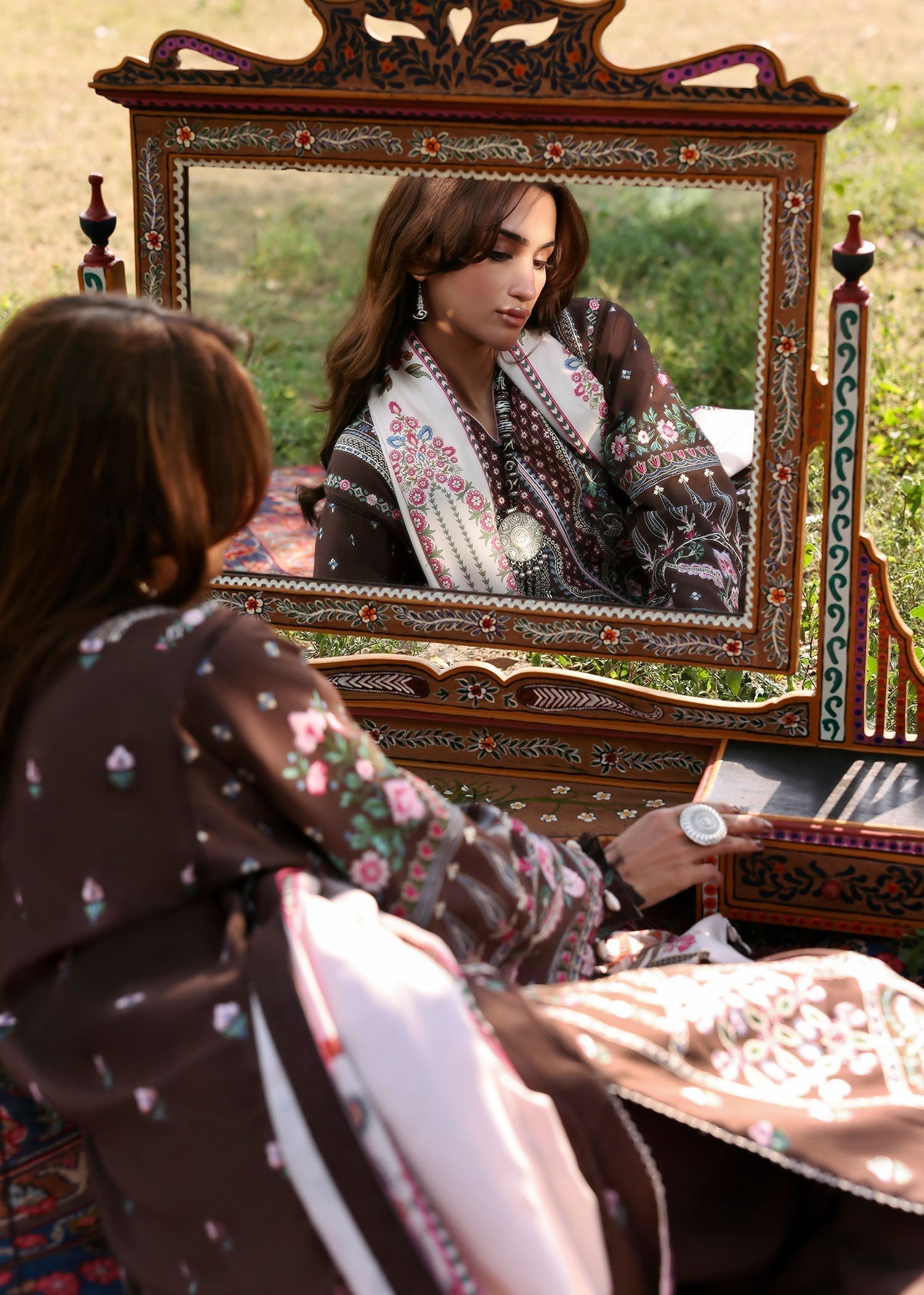 khaddar Unstitched in Dark brown
