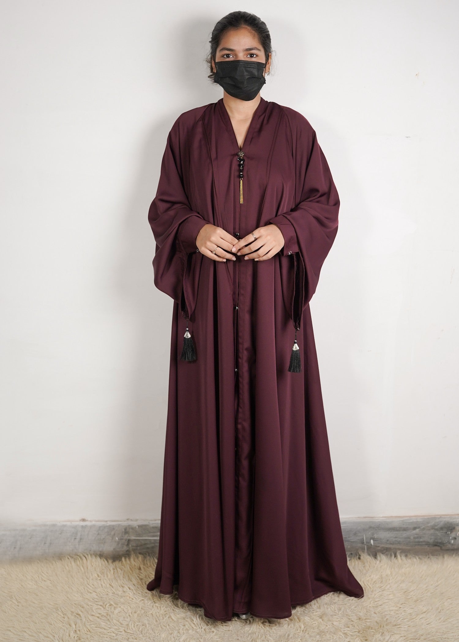georgette silk Abaya in Maroon