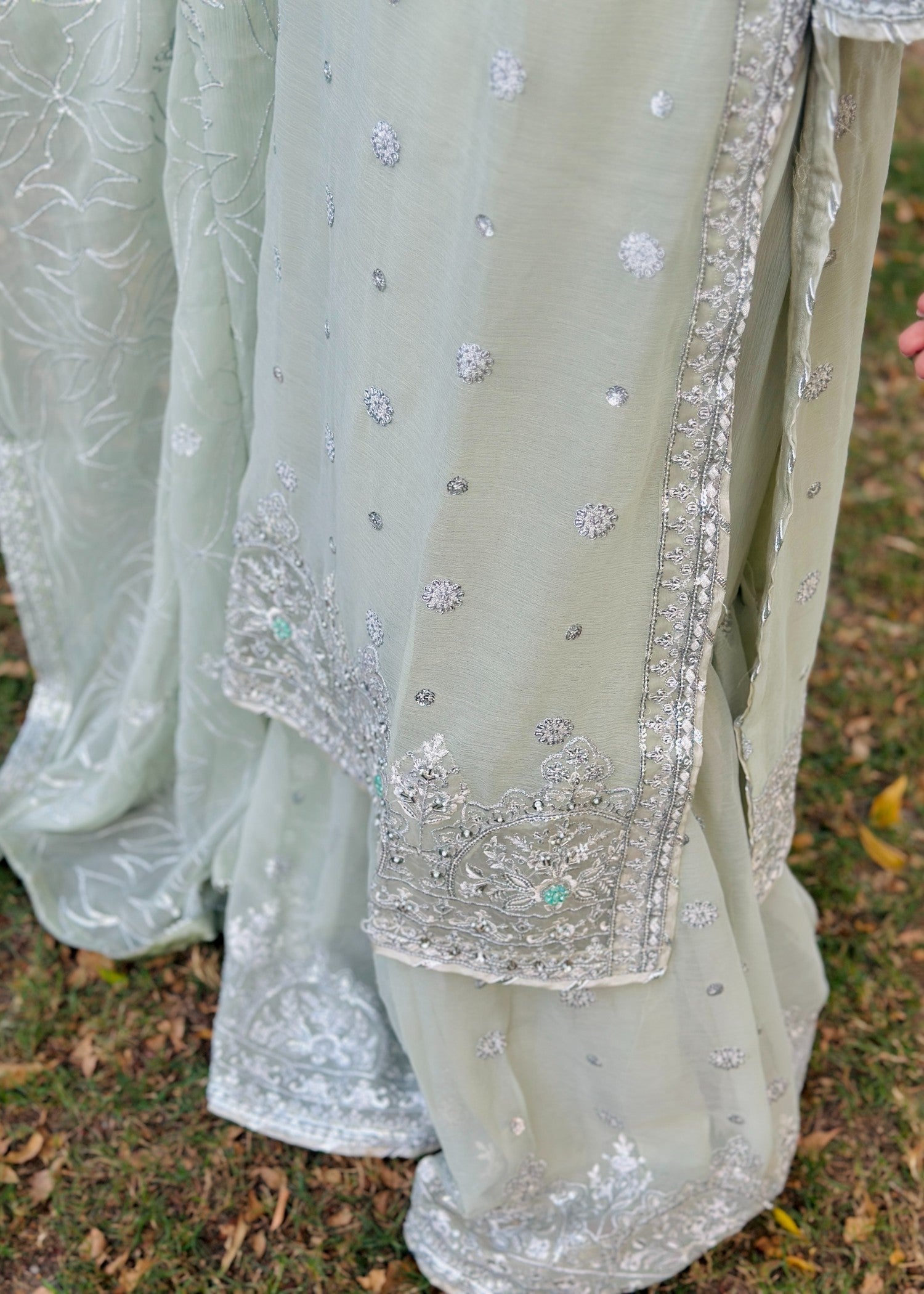 chiffon Sharara in Mint green