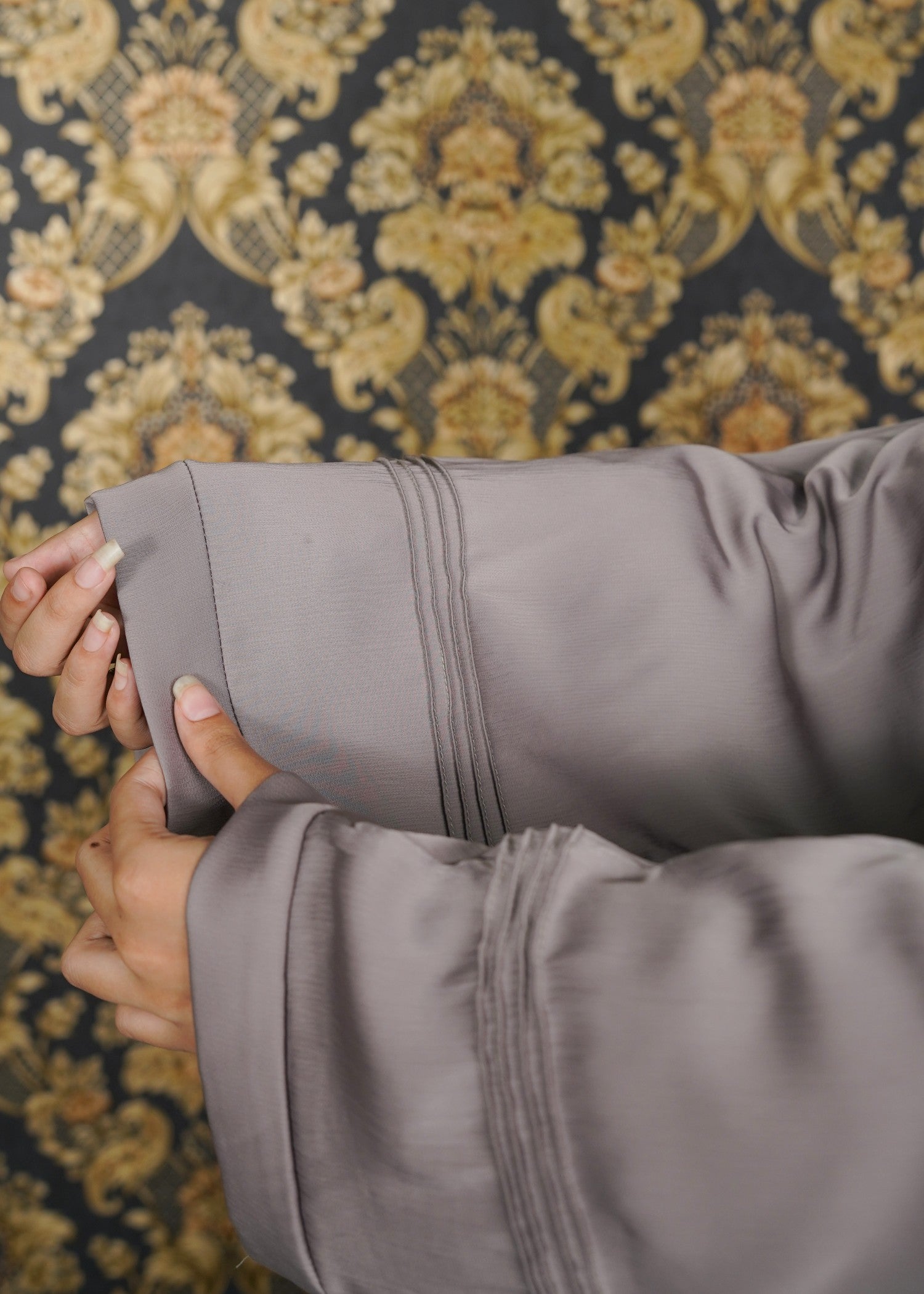 thai silk Abaya in Beige