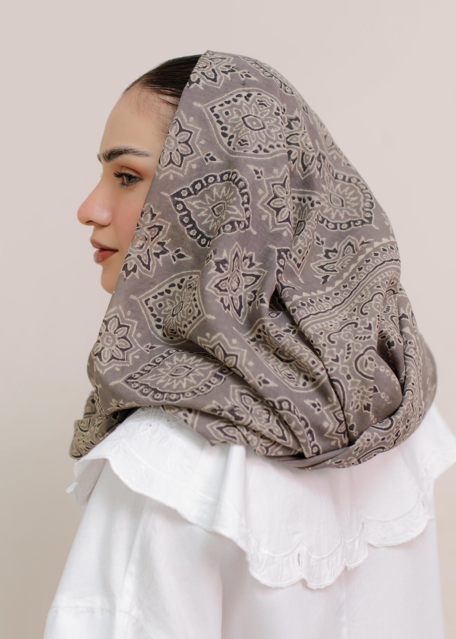 lawn cotton Hijab in Grey