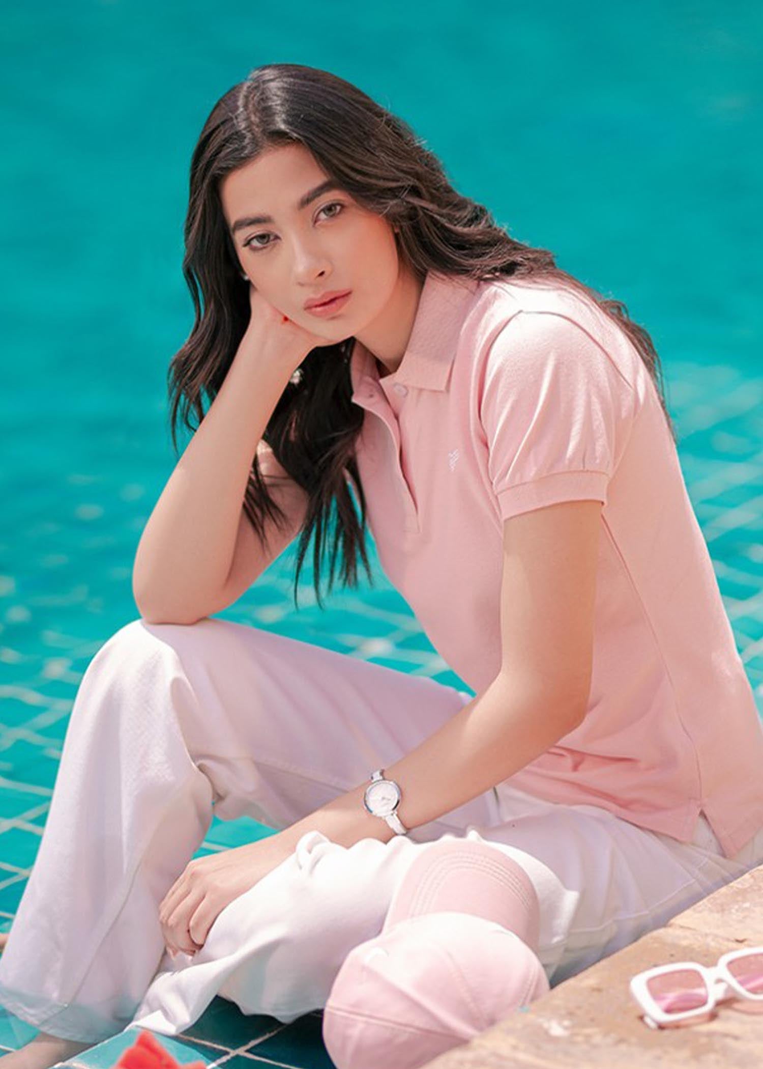 cotton Polo Shirt in Pink