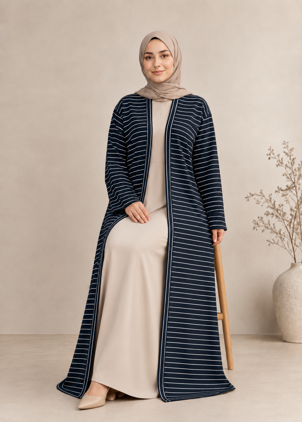 nidha blend Abaya in Black, white
