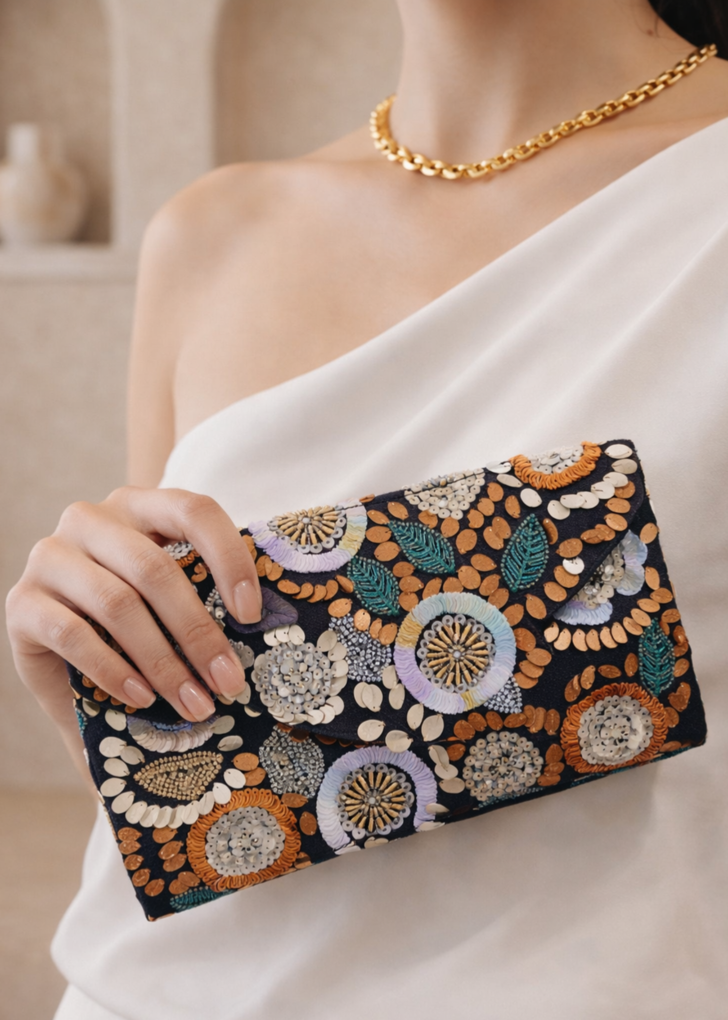 Clutch in Black, multi Color by - Trendy Women Clutch KXA0594