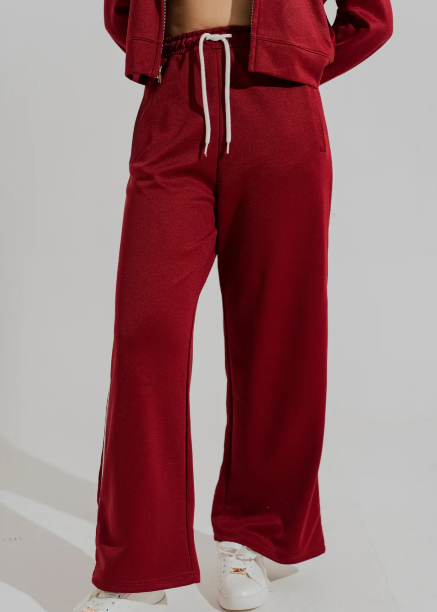 polyester Trousers in Maroon