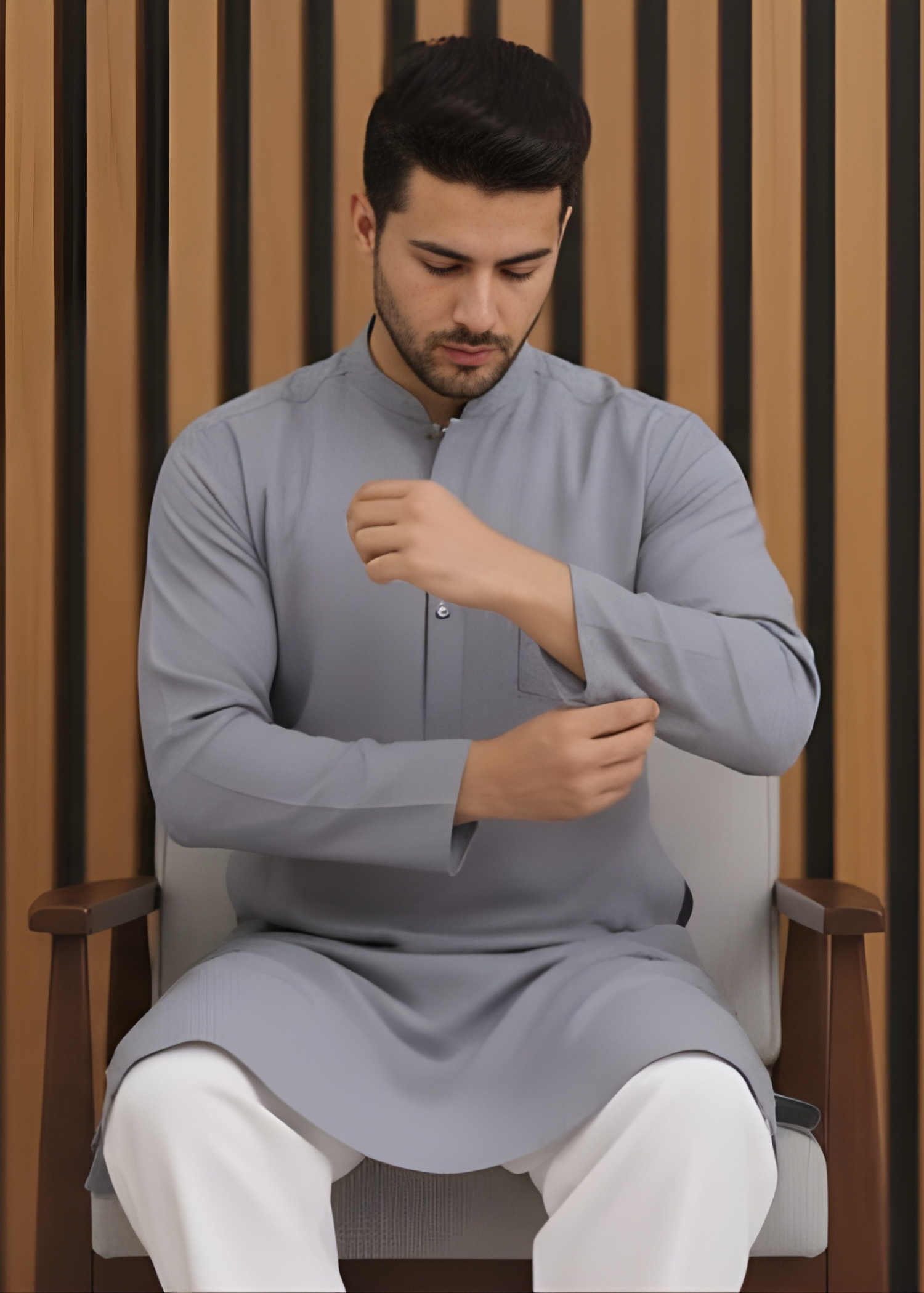 cotton dobby Kurta in Ice blue