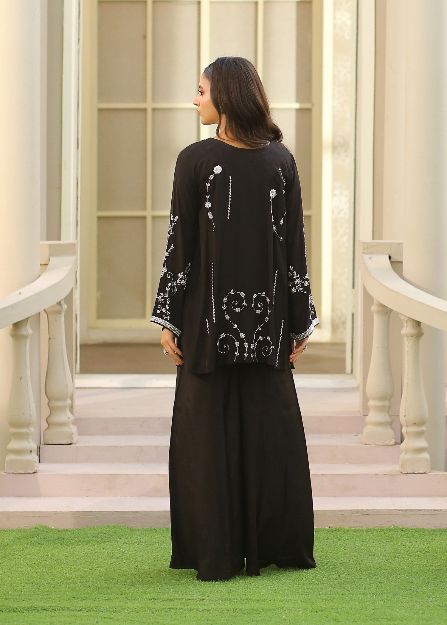 cotton silk Jacket in Black