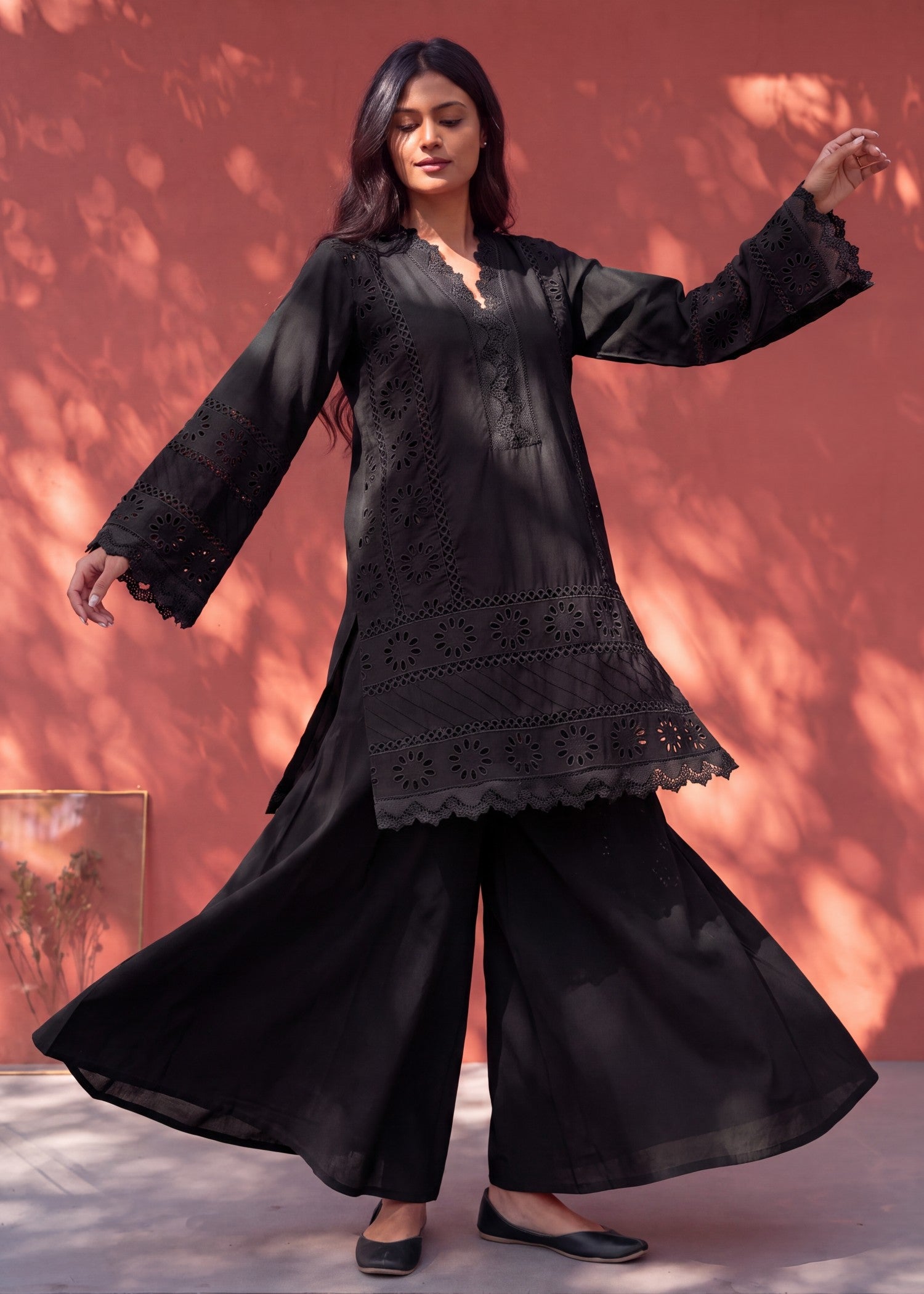 lawn Sharara in Black