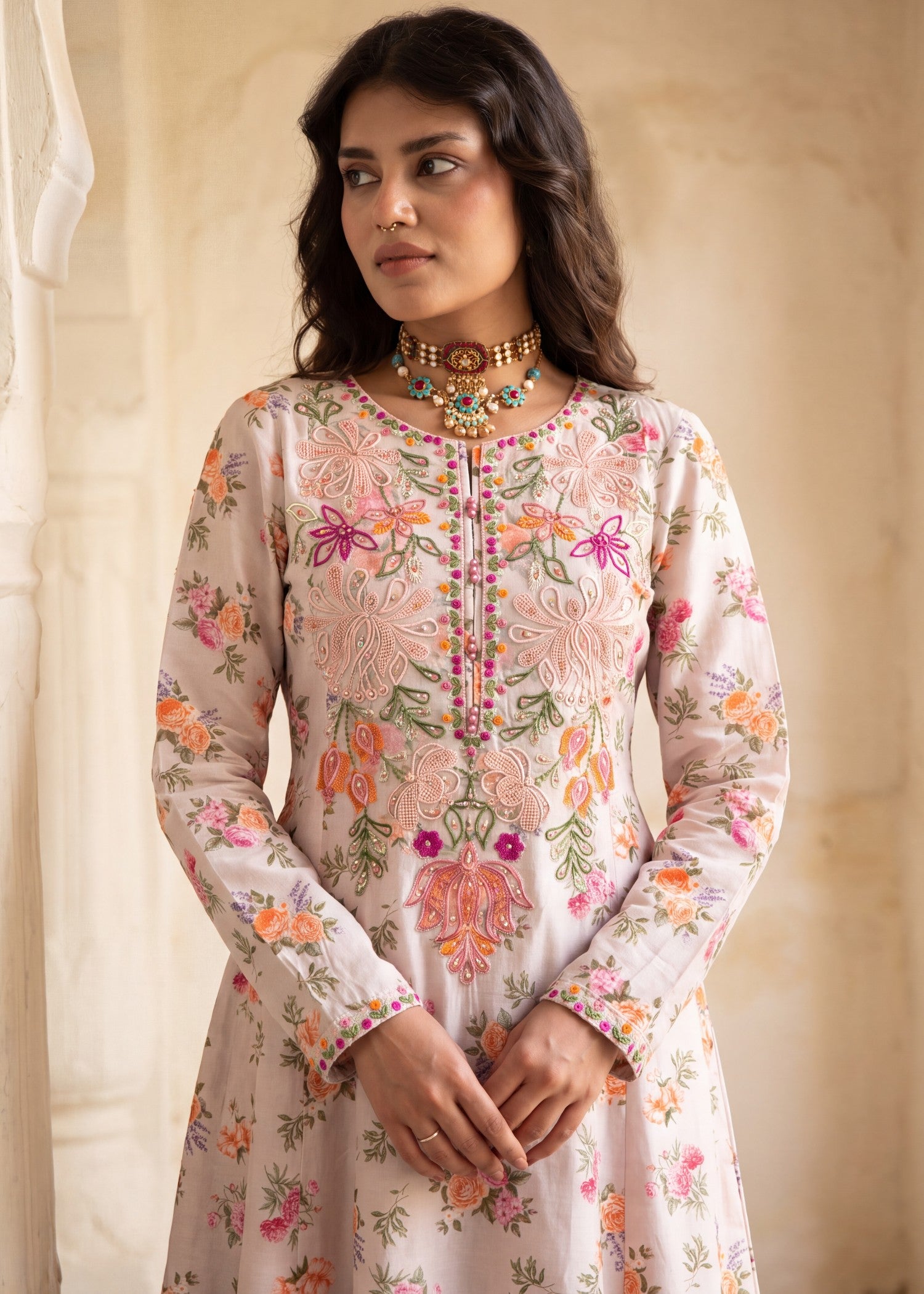 lawn Pishwas in Pastel pink