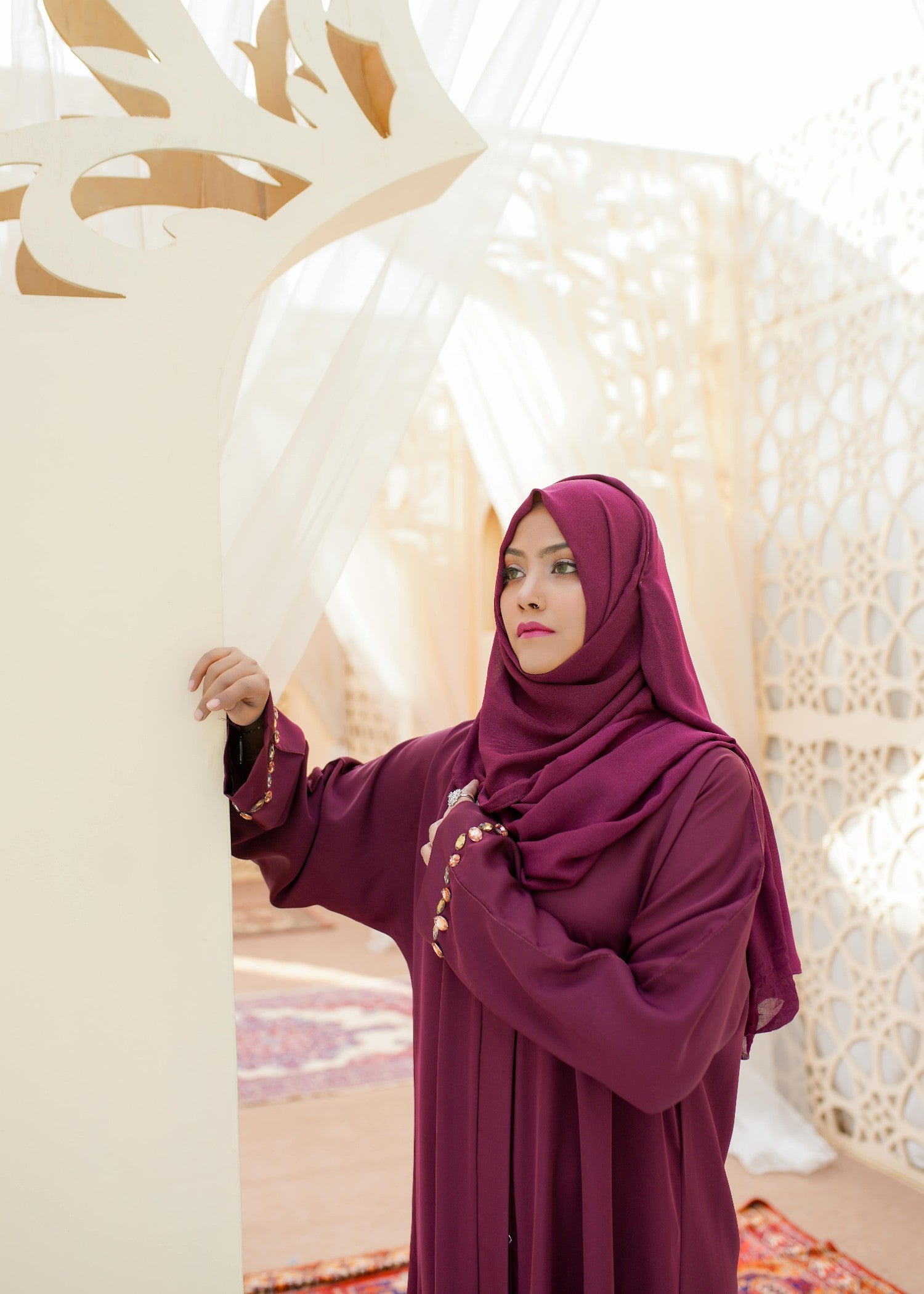 nidha Abaya in Sangria