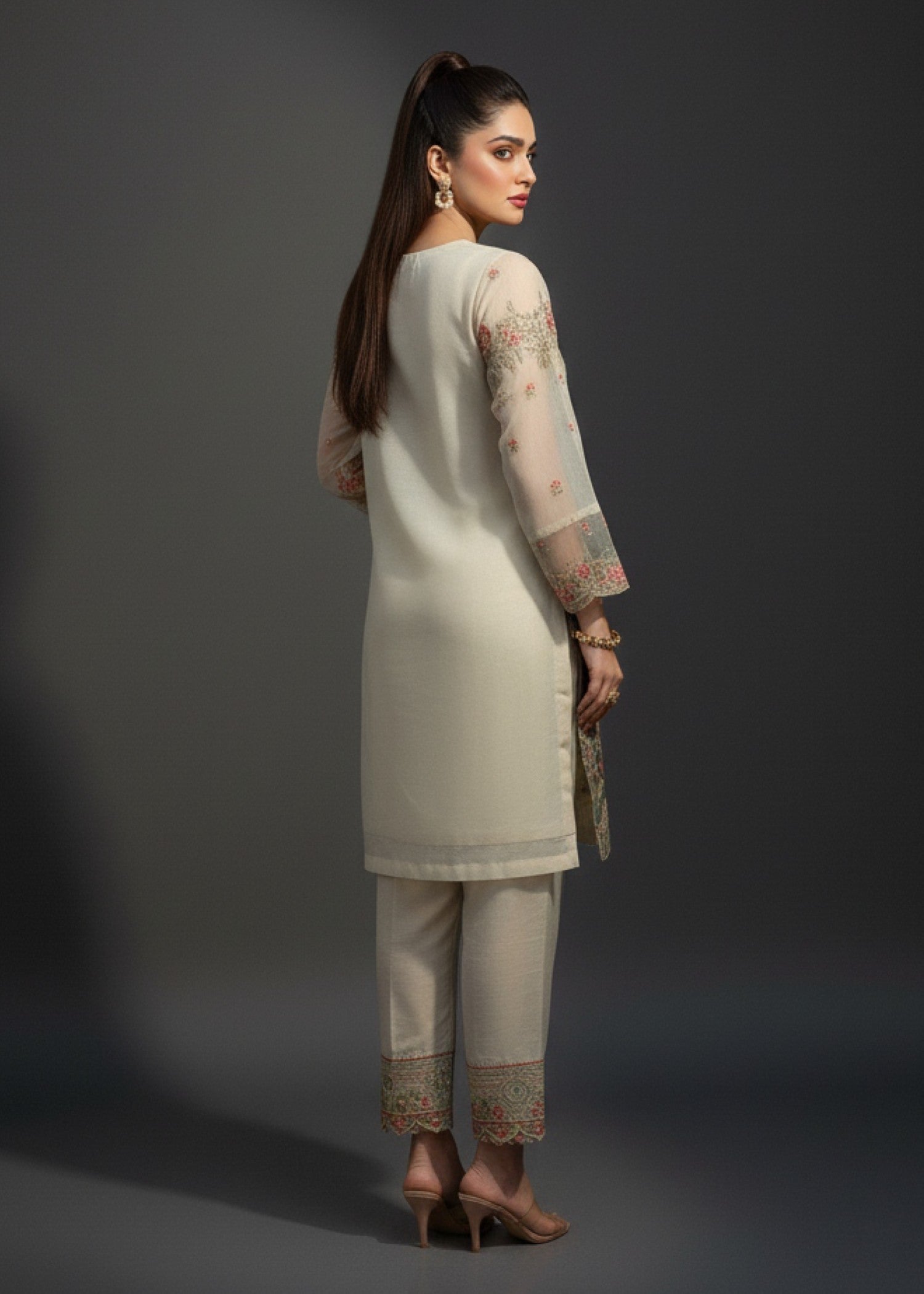 organza Kurta Set in Wheat