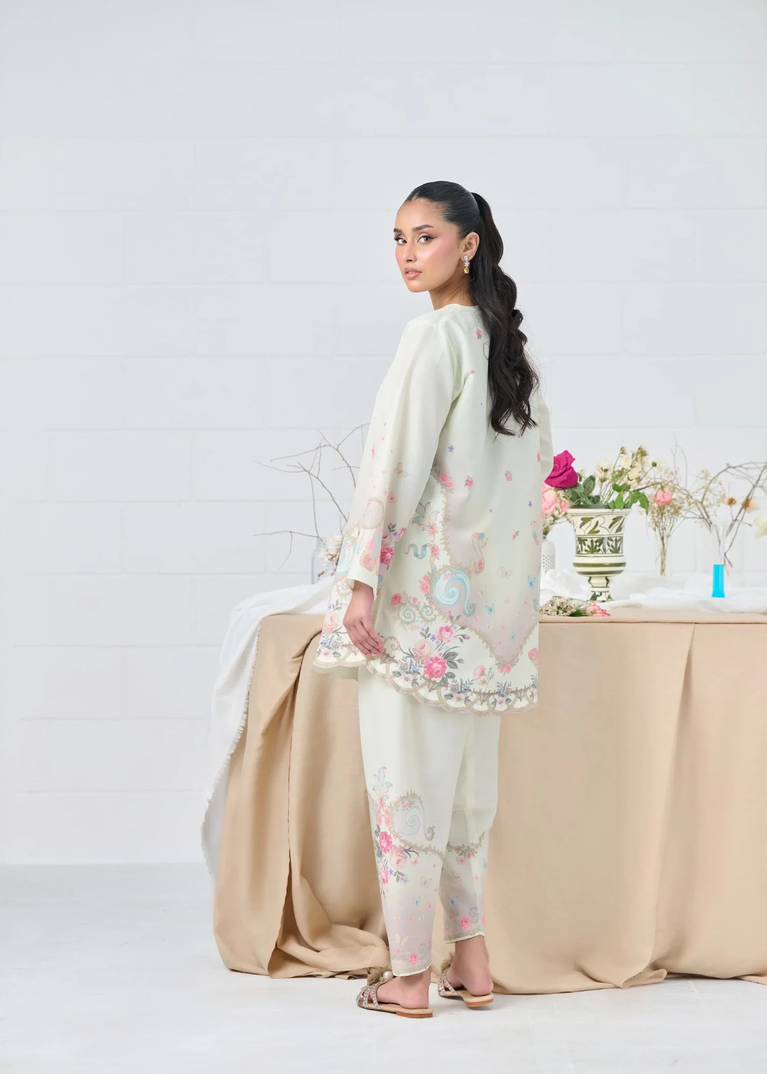 raw silk Co Ord Sets in Cream, beige