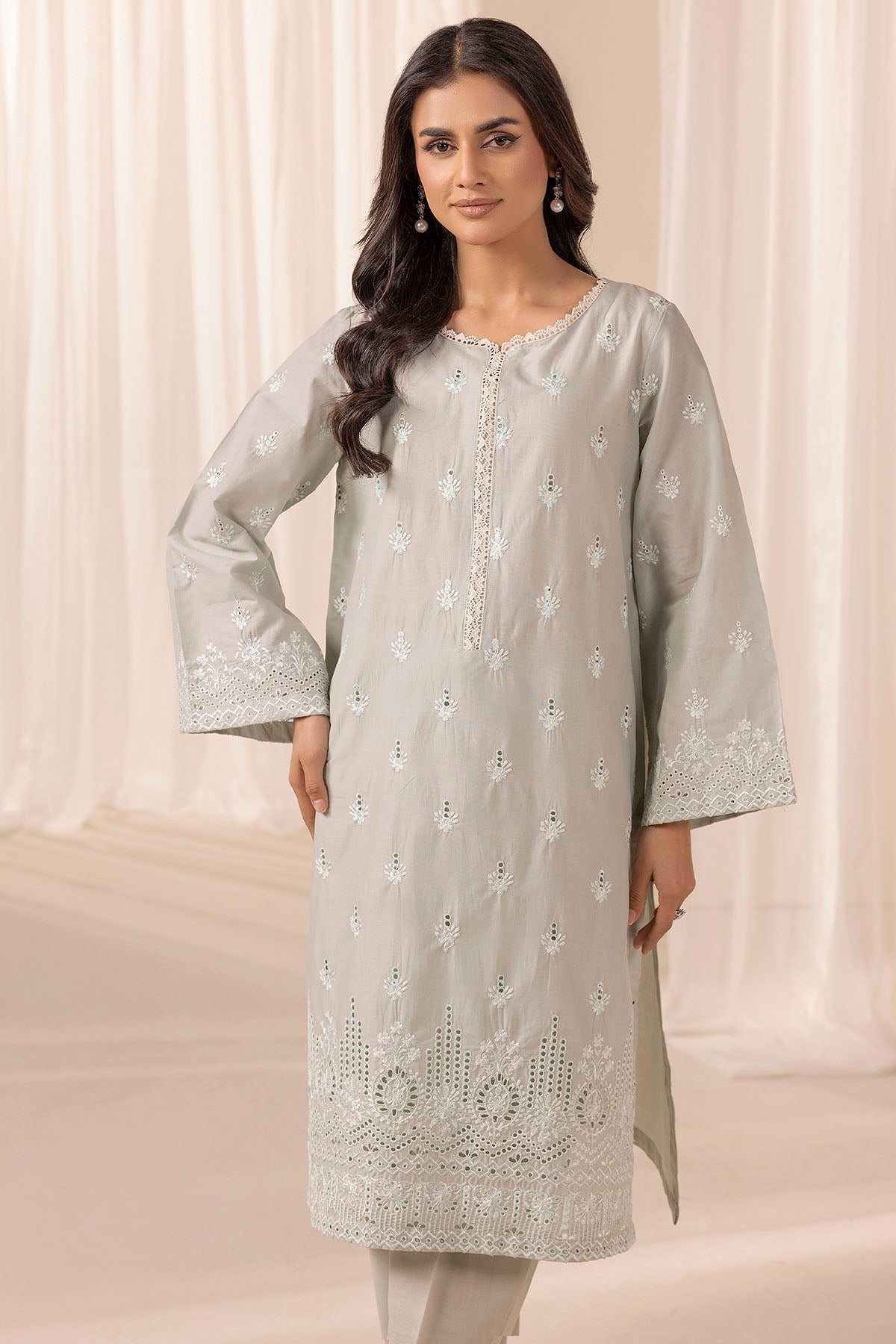 cambric Kurti in Grey