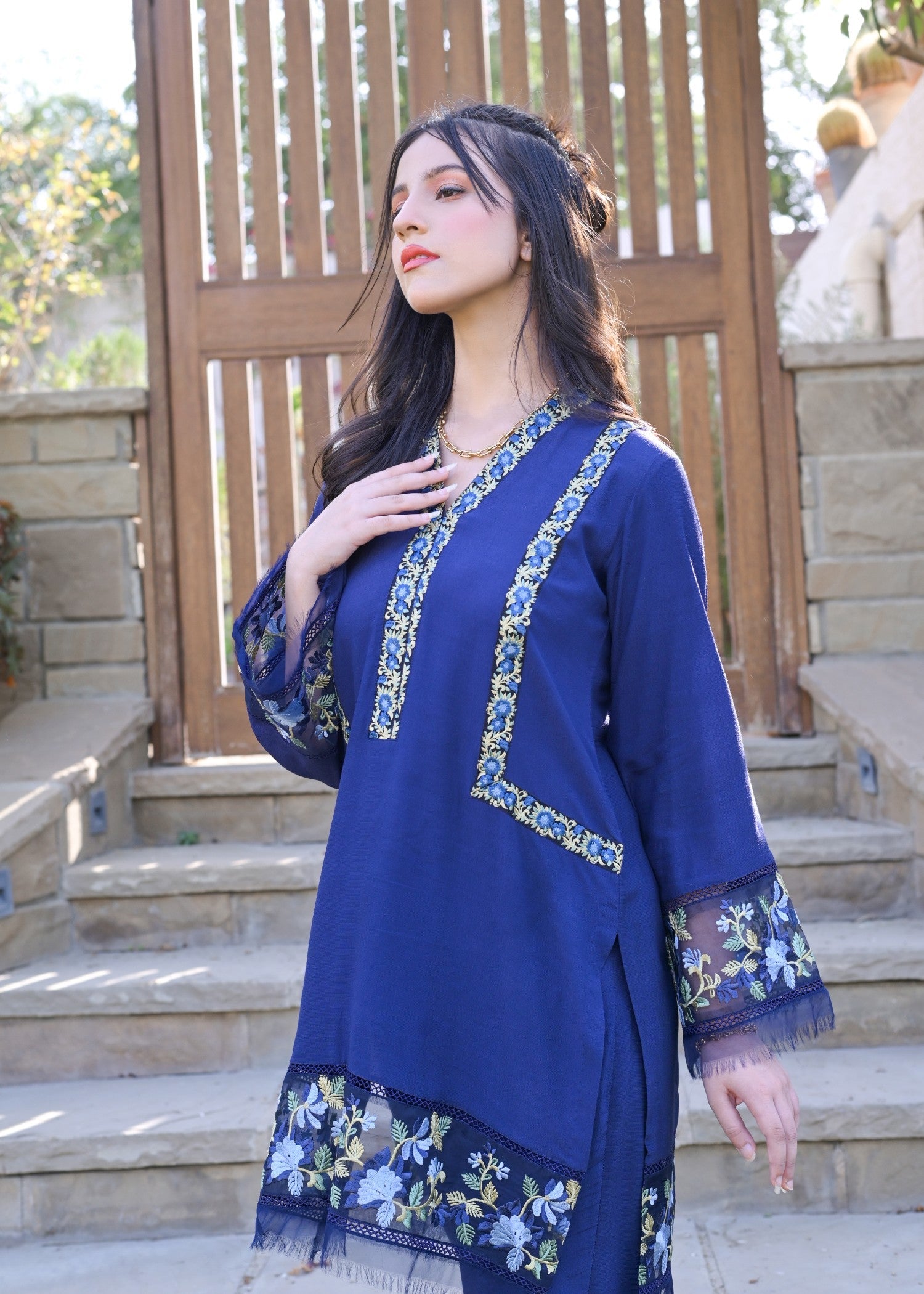 cotton silk Kurta Set in Royal blue