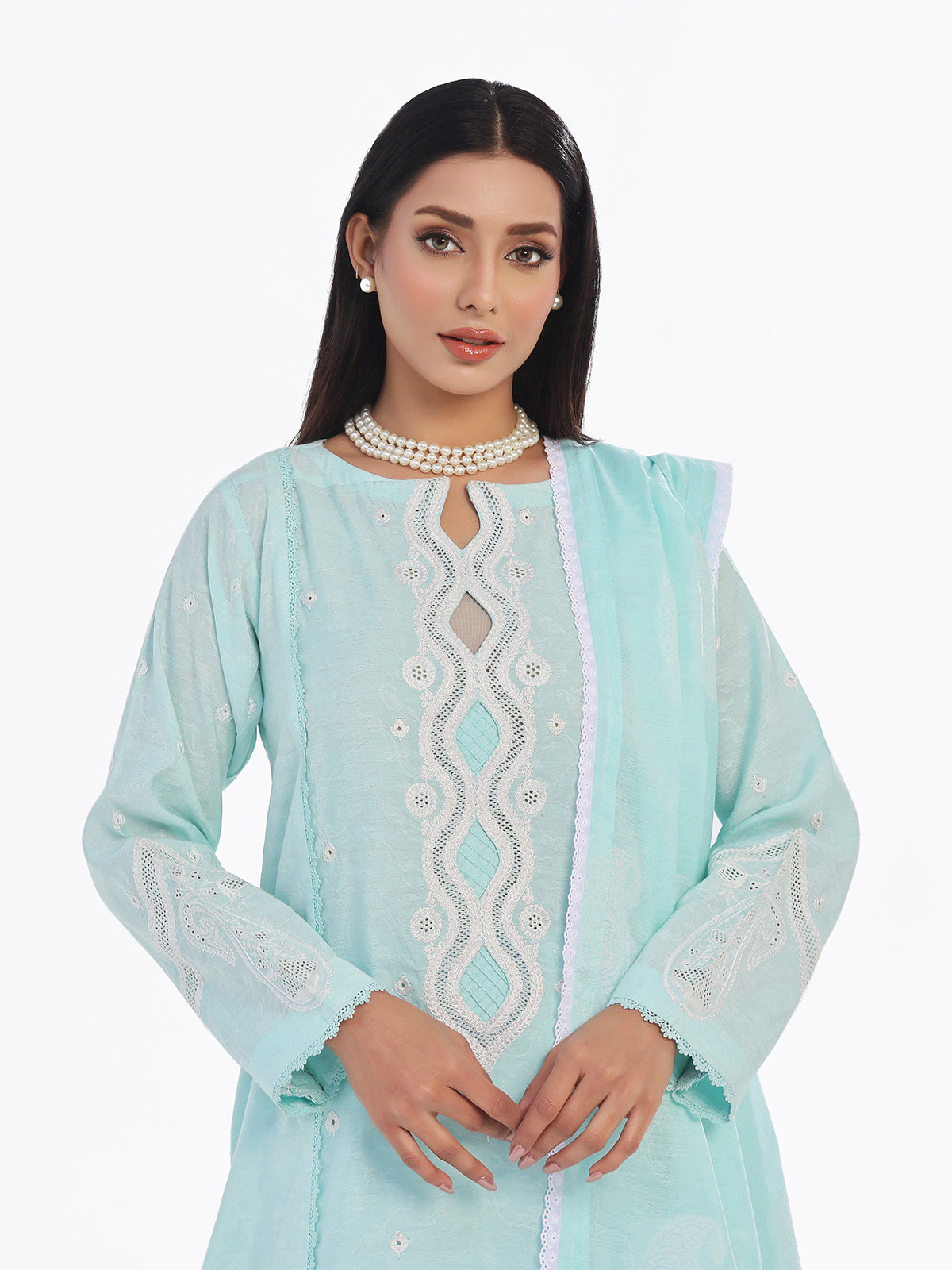 cotton silk Kurta Set in Light blue