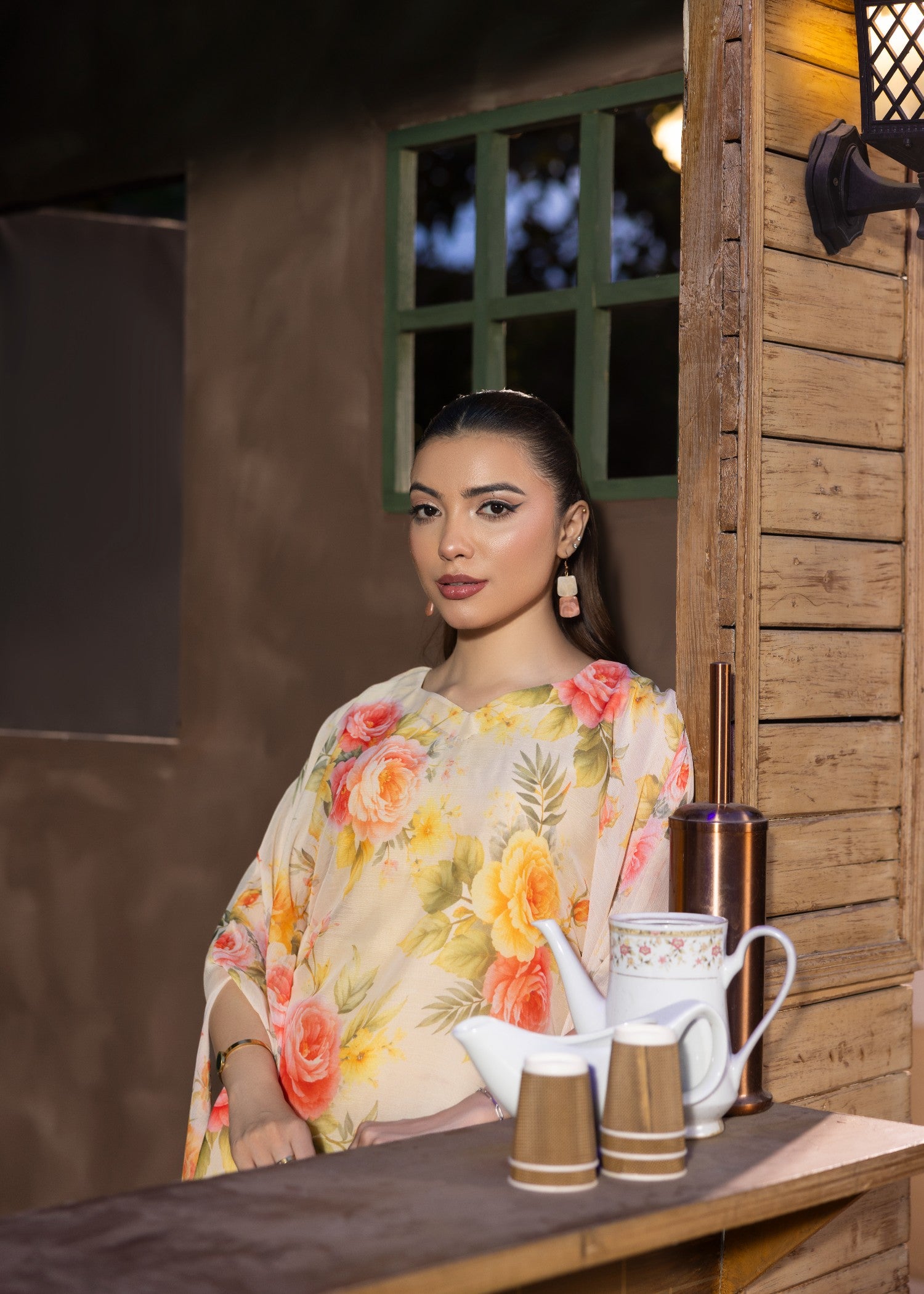 chiffon Kaftan in Cream