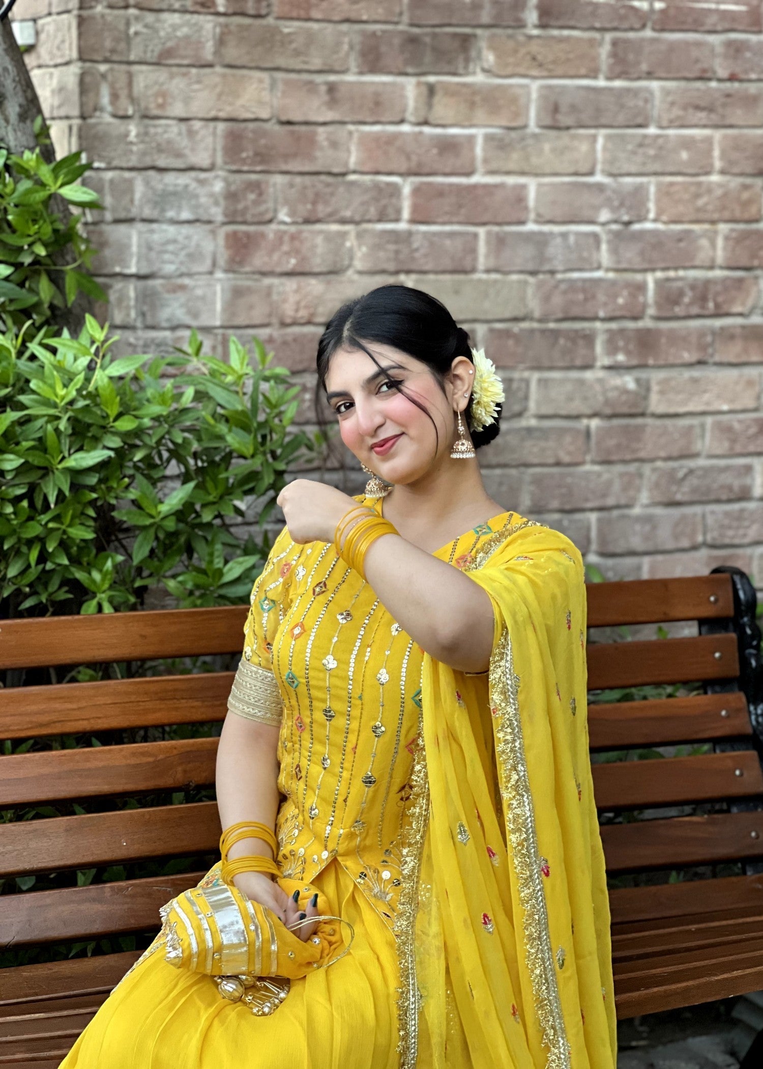 chiffon Lehenga in Yellow