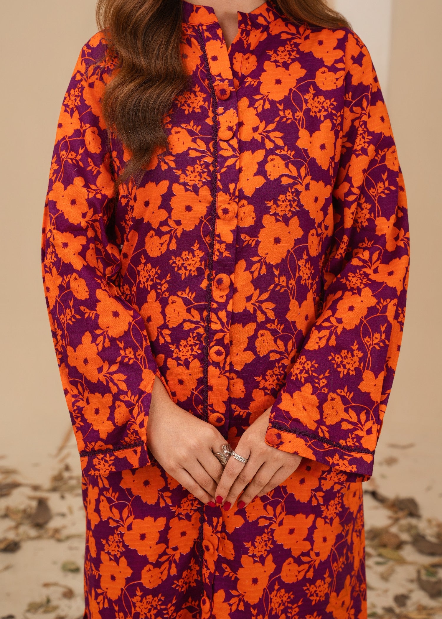 lawn Co Ord Sets in Wine, tangerine