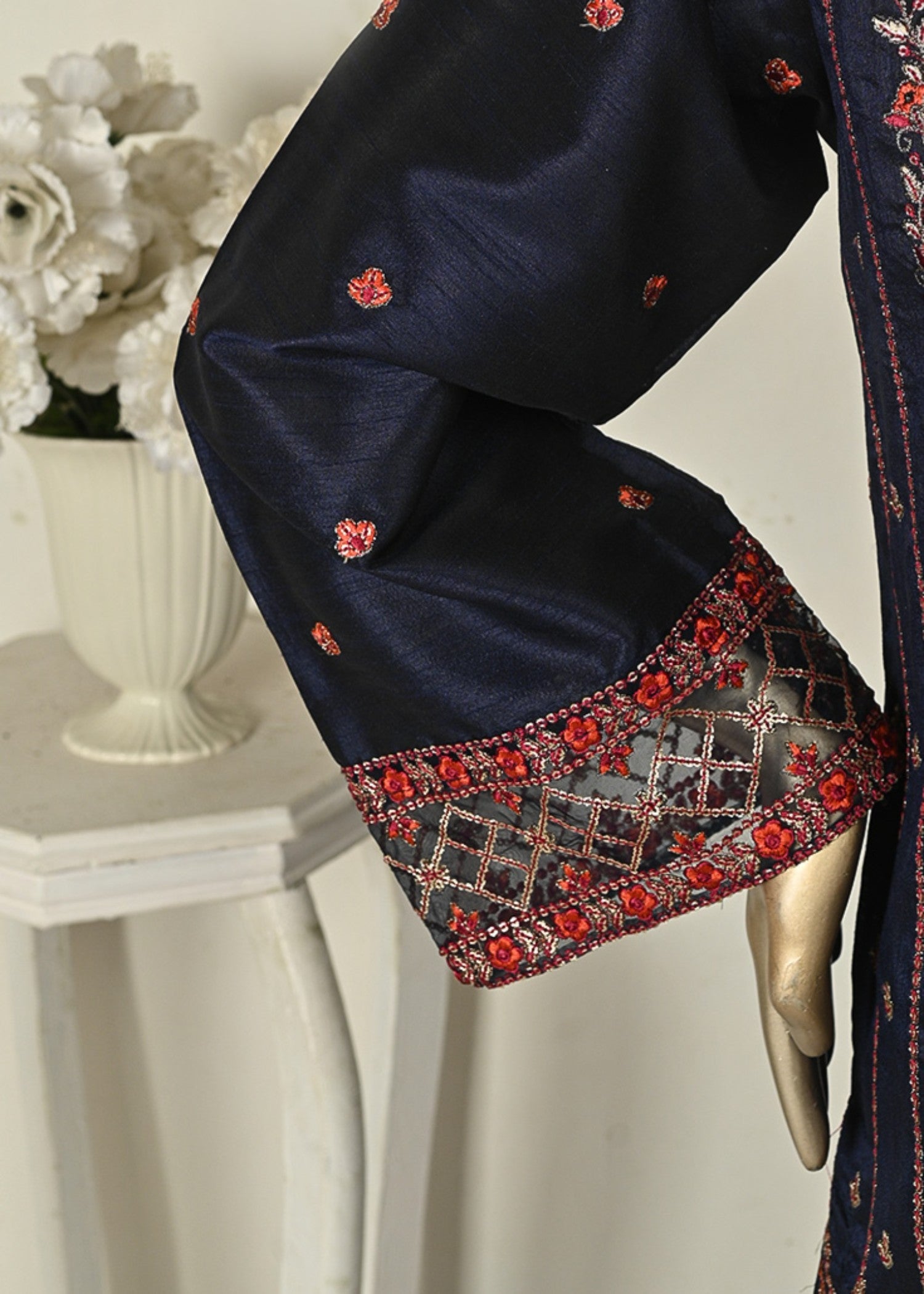 raw silk Kurta Set in Moonlight blue