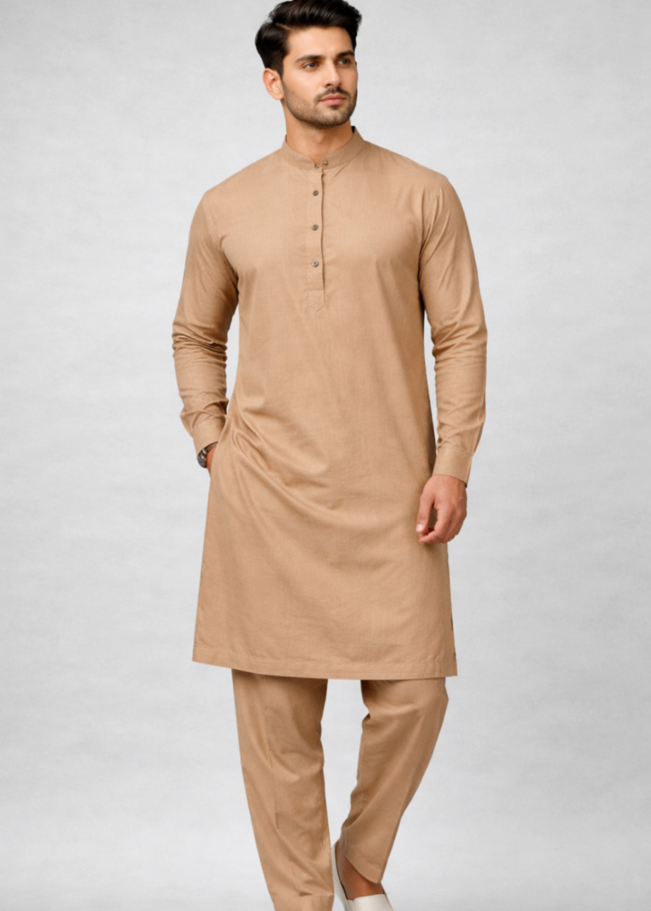 wash & wear Kurta Set in Brown