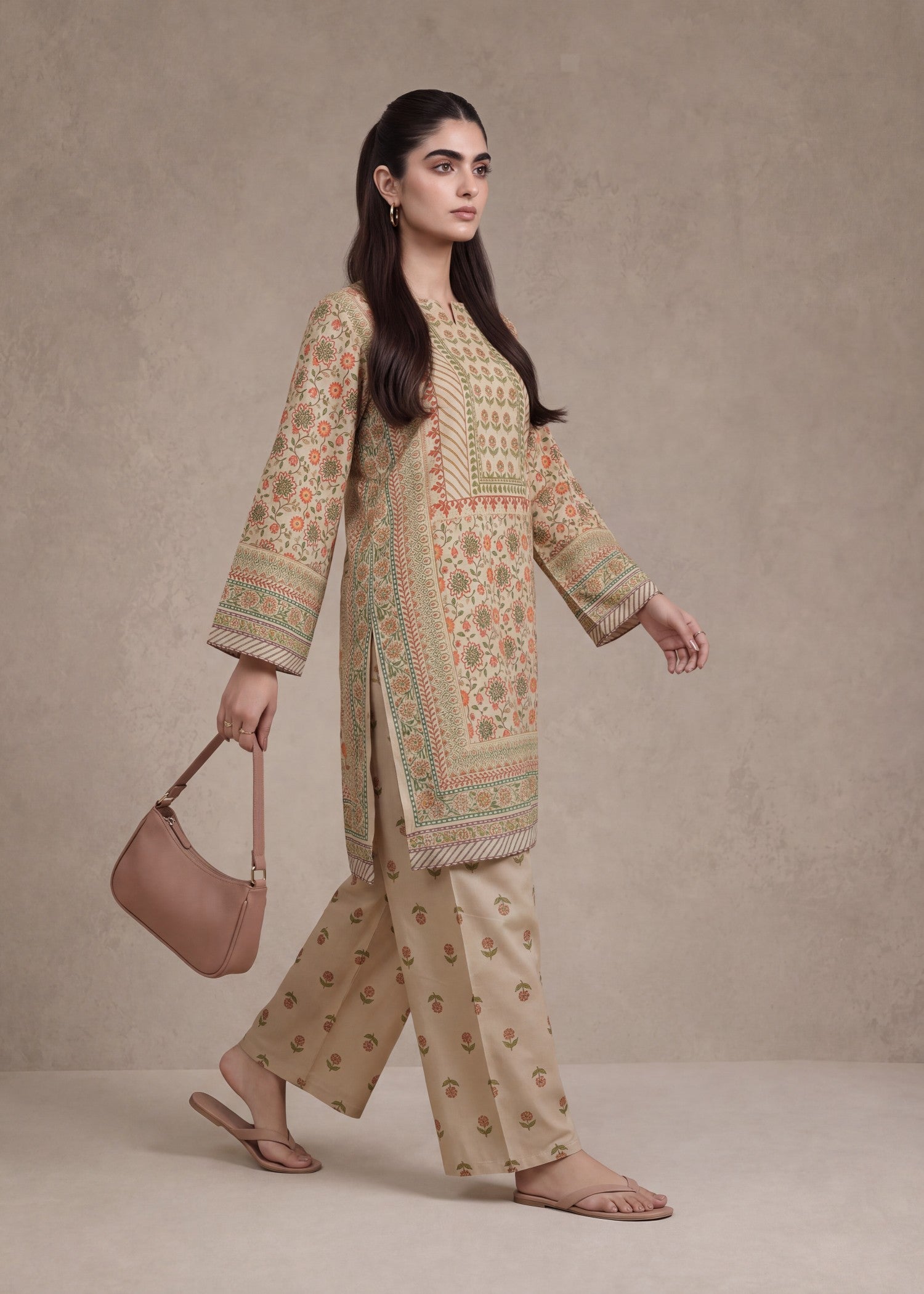 polyester crepe Co Ord Sets in Camel brown