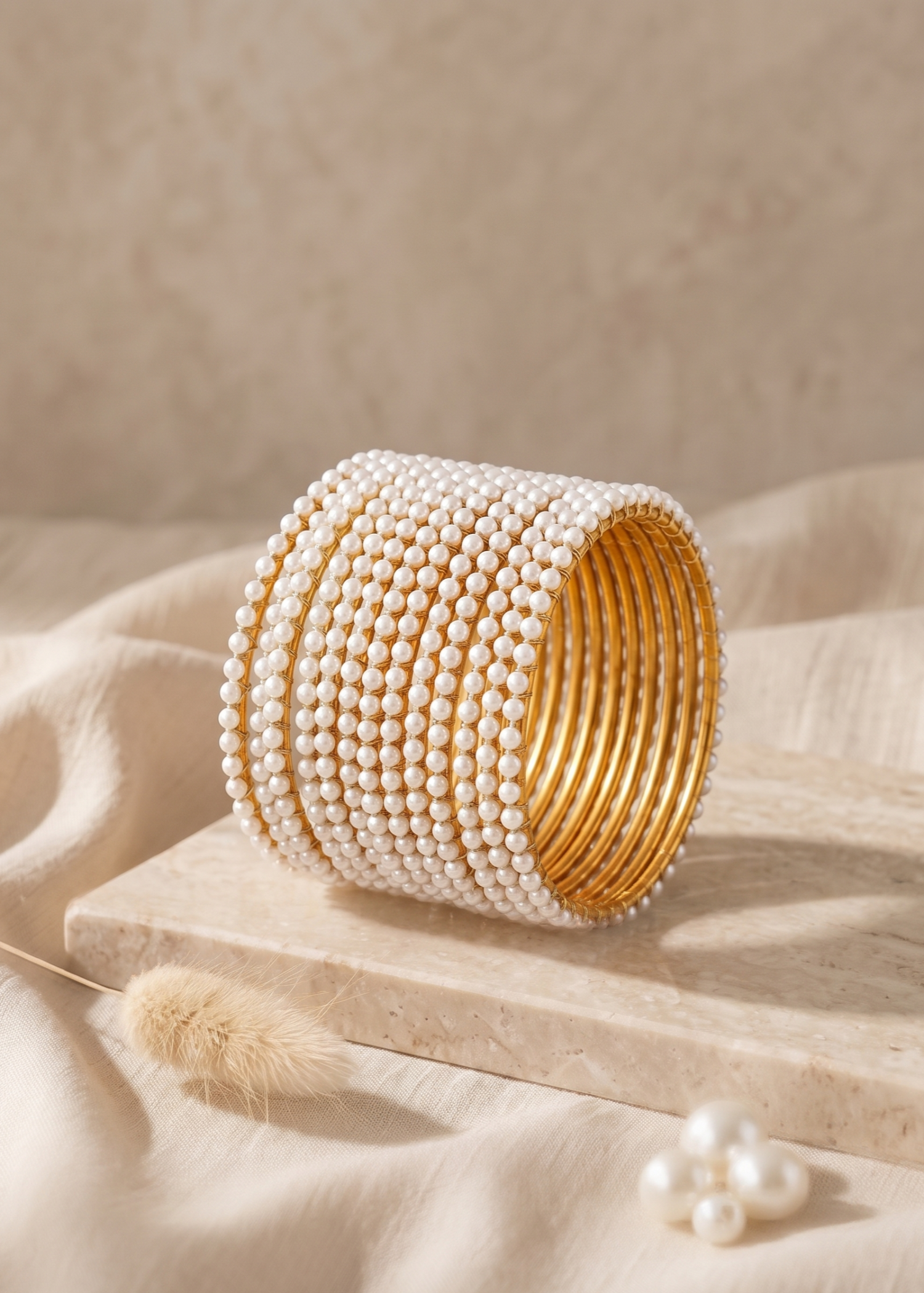 Bangles in Pearl white Color by - Trendy Women Bangles UQP5091