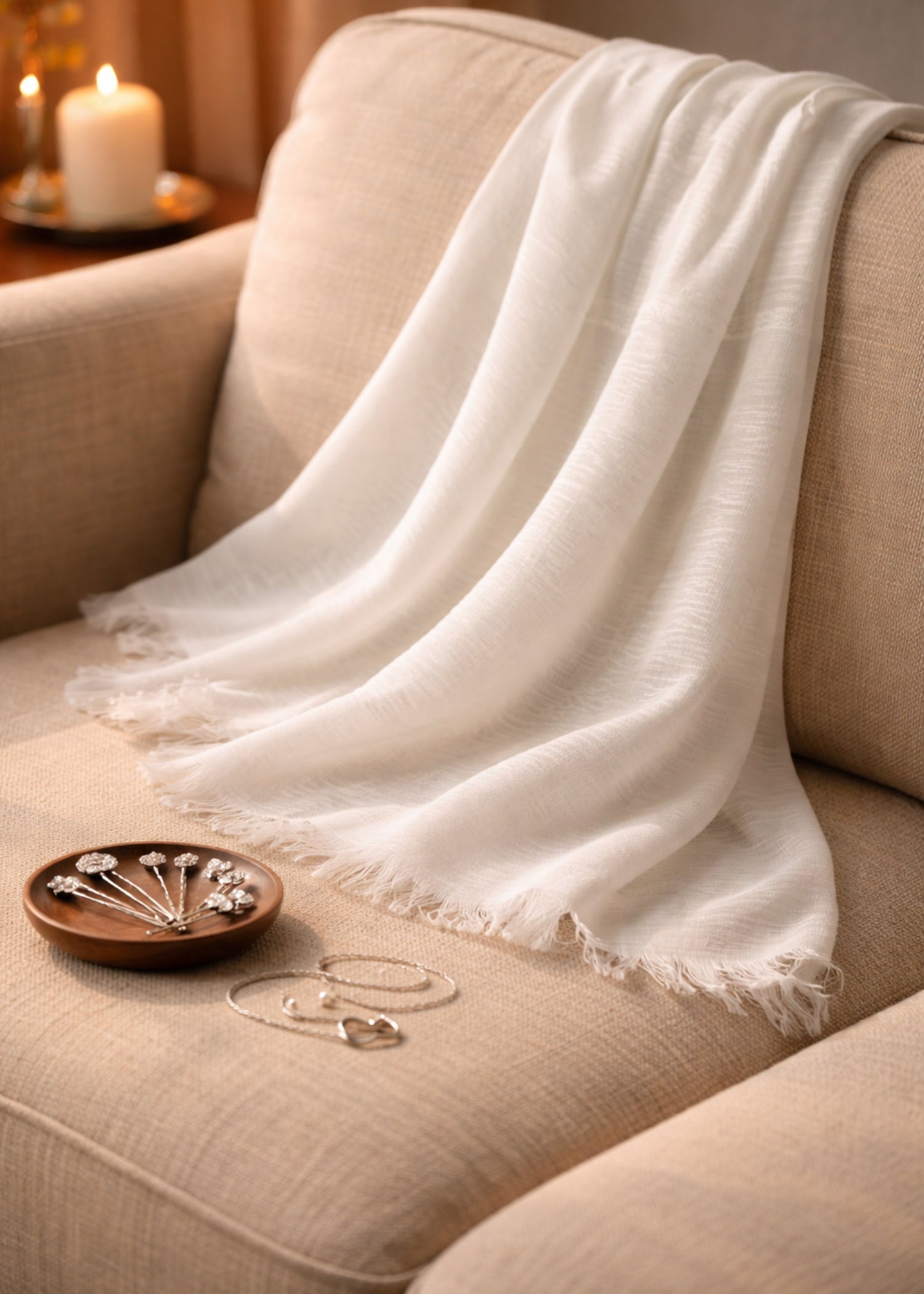 slub linen Hijab in Off-white
