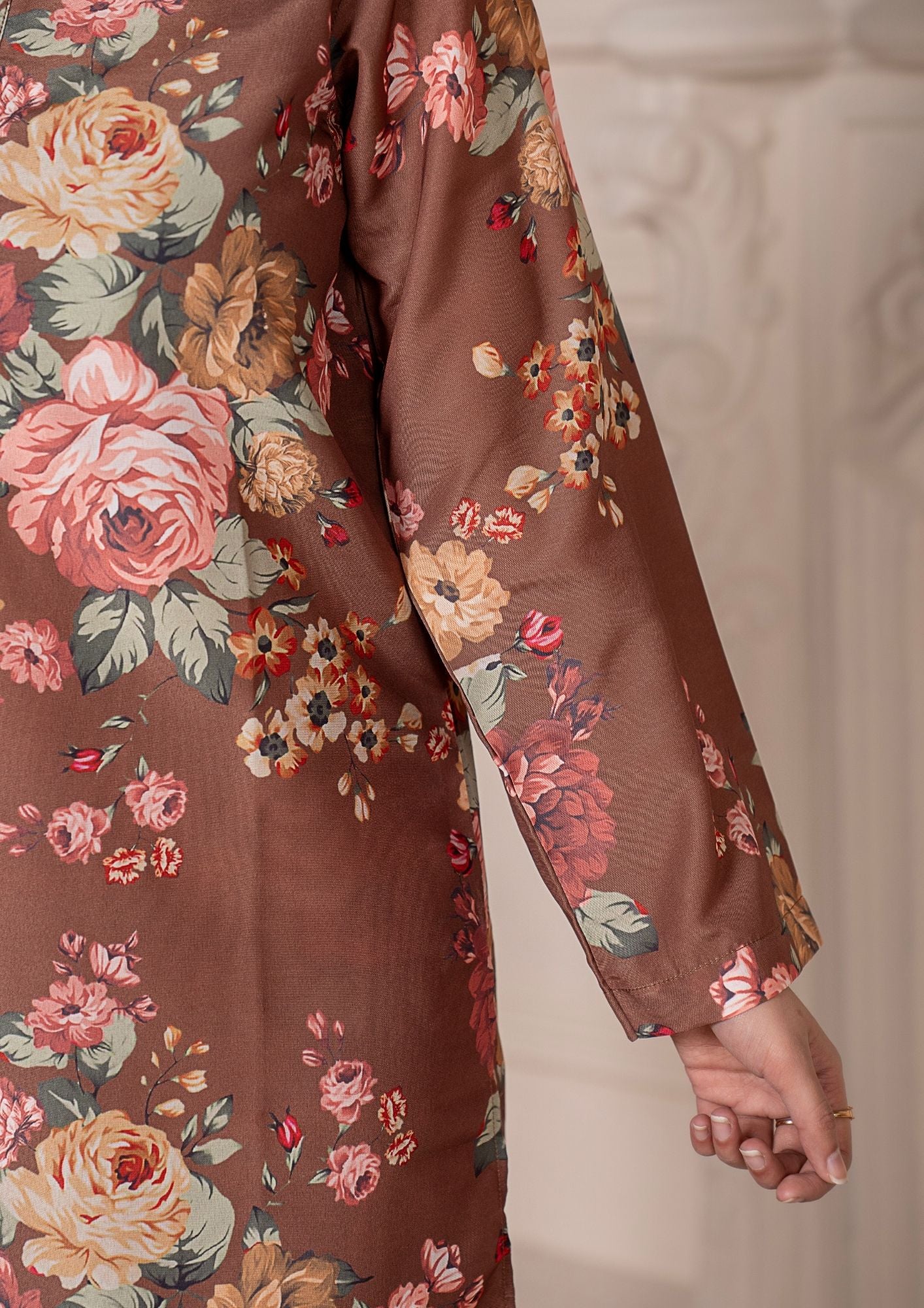 arabic lawn Kurta Set in Brown